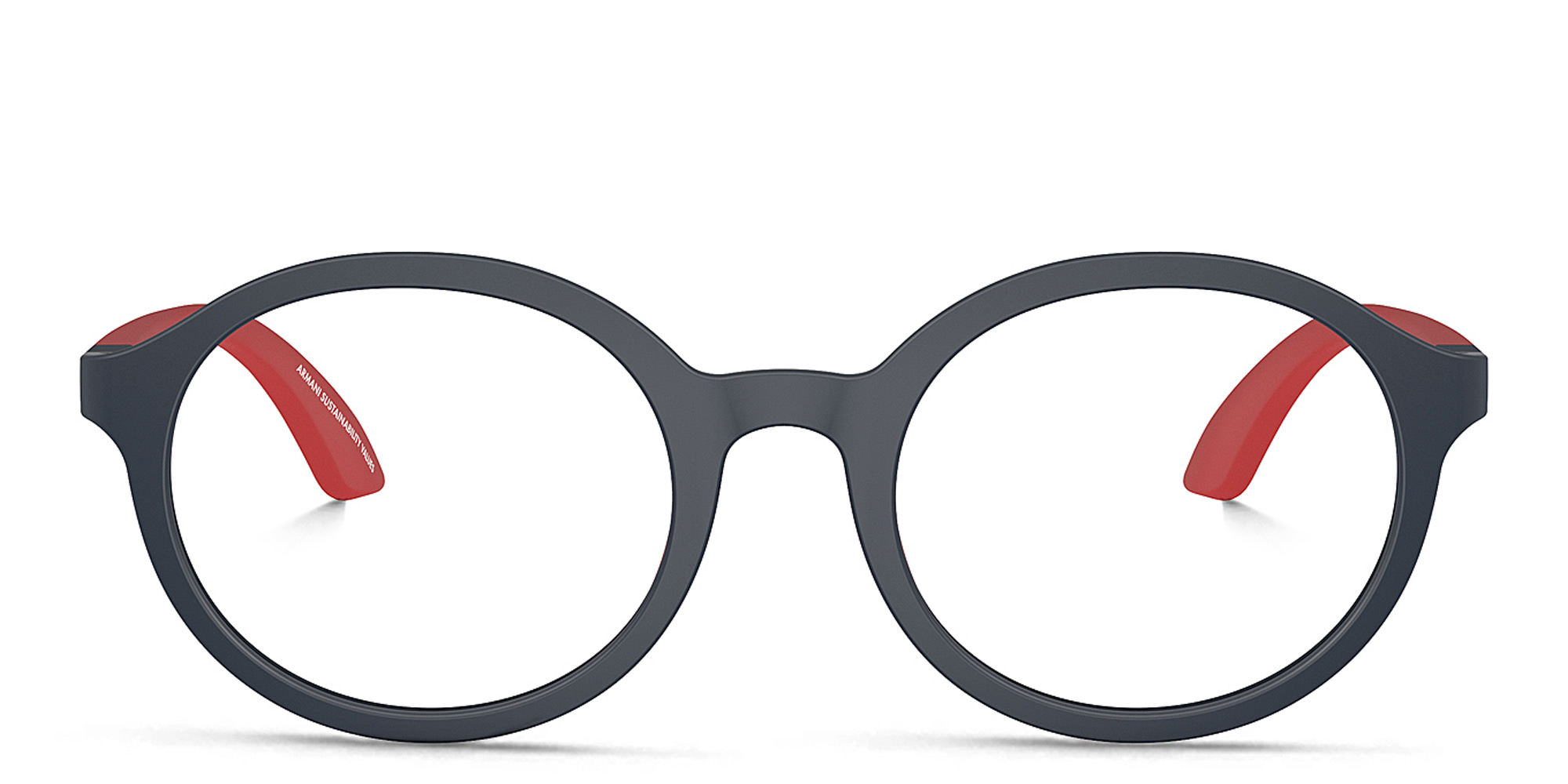 Shop Emporio Armani Logo Kids Round Eyeglasses in Dark Blue online.