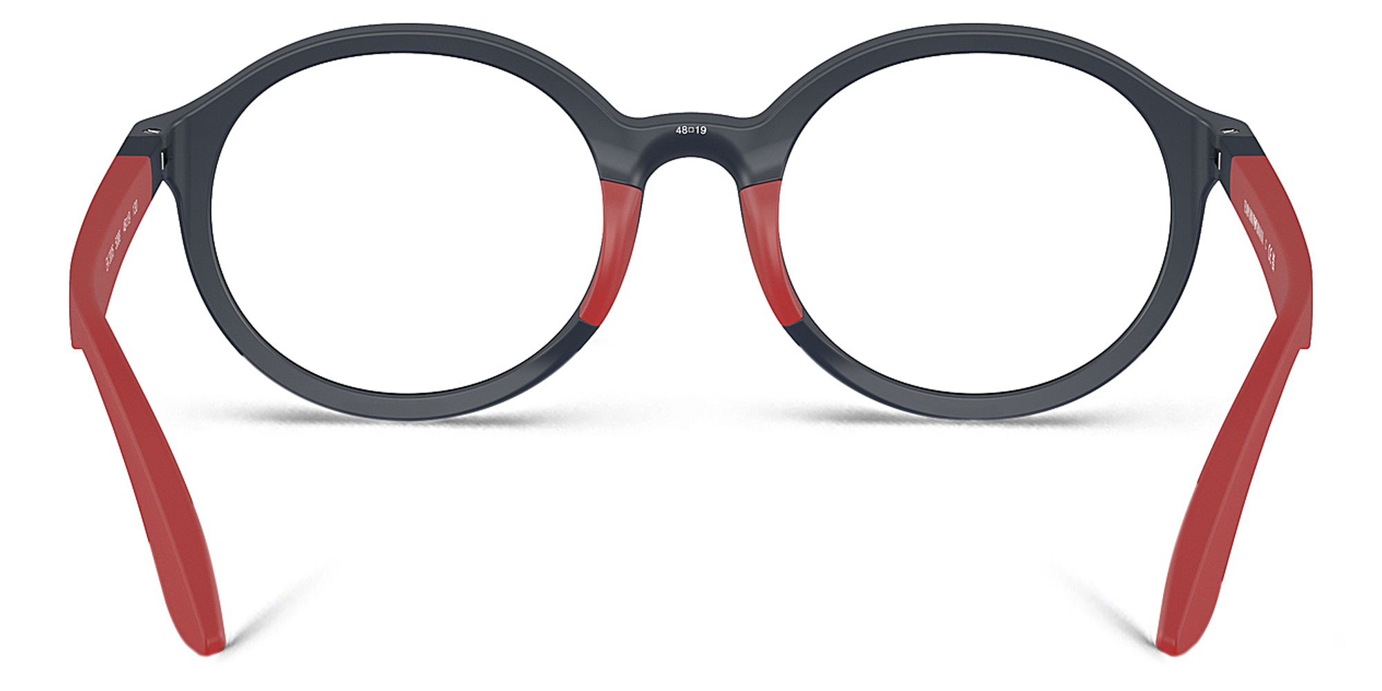 Shop Emporio Armani Logo Kids Round Eyeglasses in Dark Blue online.