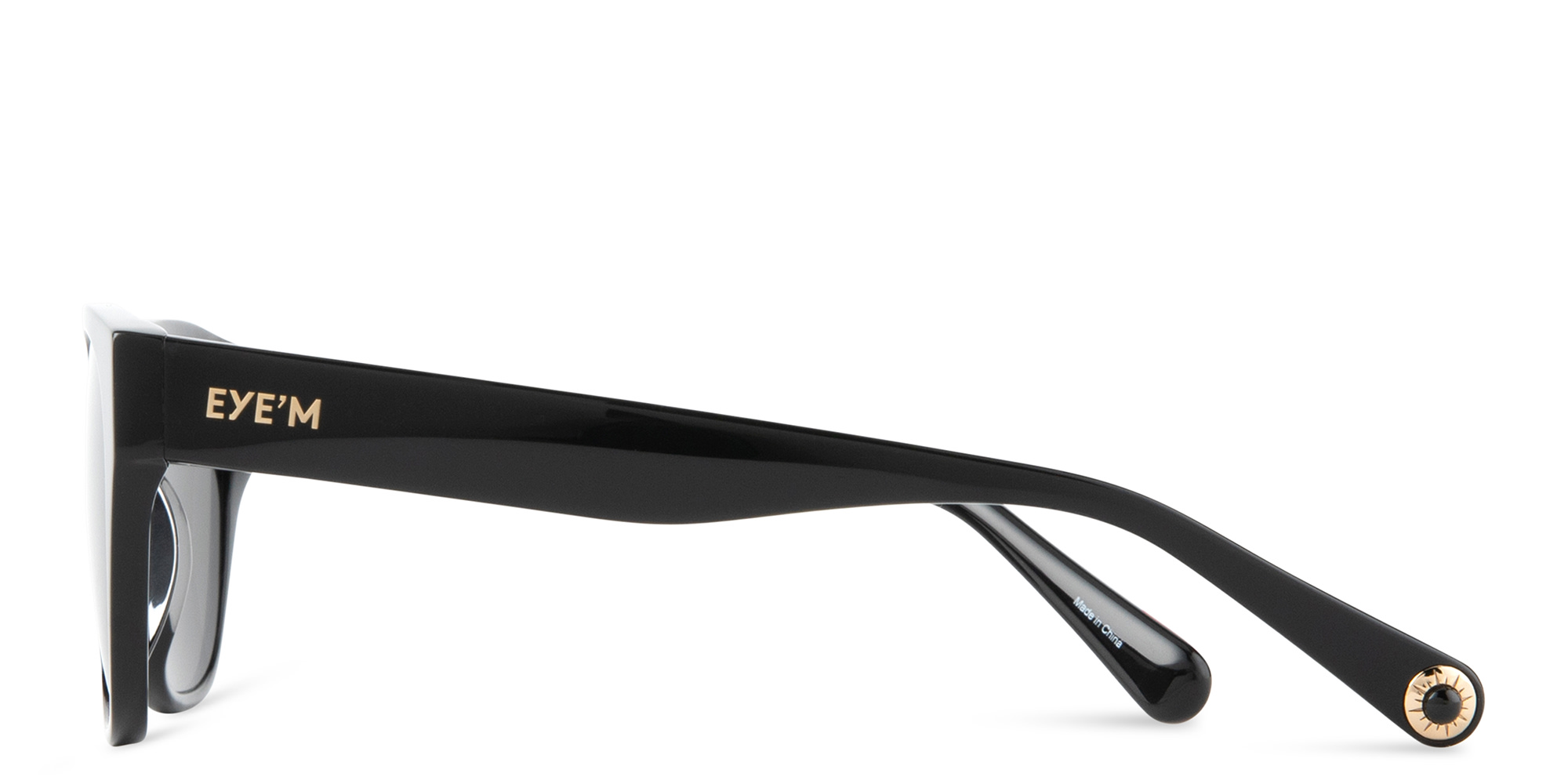 EYE'M Square Sunglasses in Shiny Black – Product Photo 3