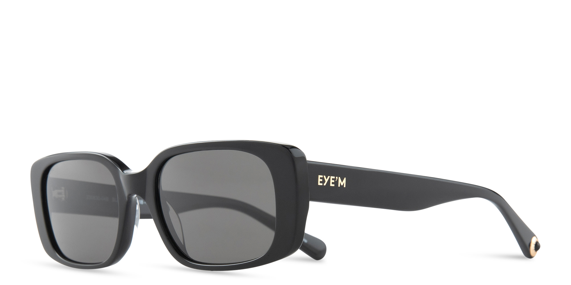 تسوق نظارات شمسية مستطيلة EYE'M بلون أسود لامع أونلاين.