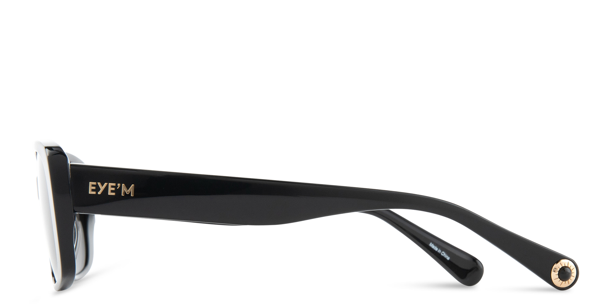 تسوق نظارات شمسية مستطيلة EYE'M بلون أسود لامع أونلاين.