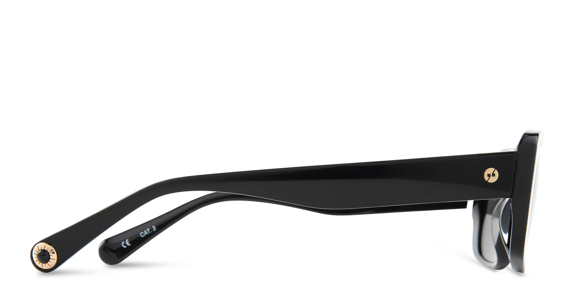 تسوق نظارات شمسية مستطيلة EYE'M بلون أسود لامع أونلاين.