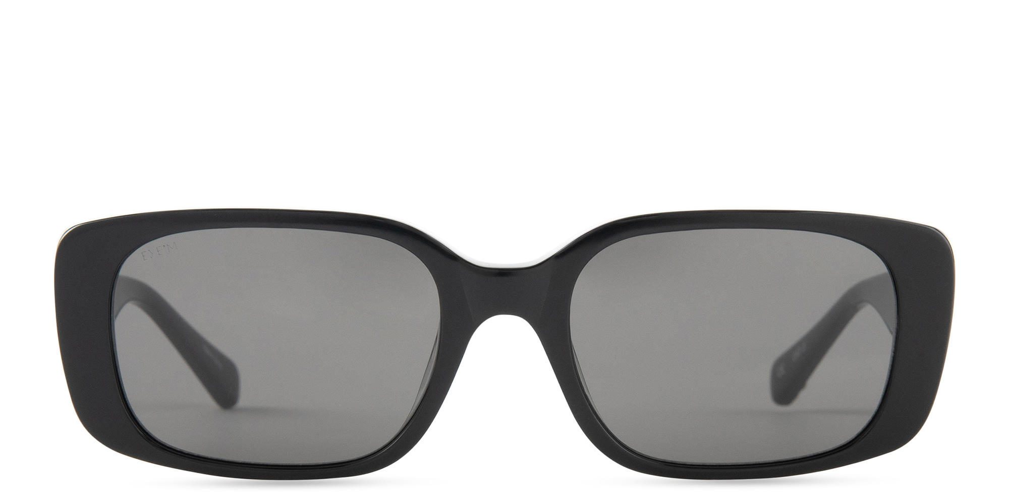 EYE'M Rectangle Sunglasses in Shiny Black – Product Photo 1