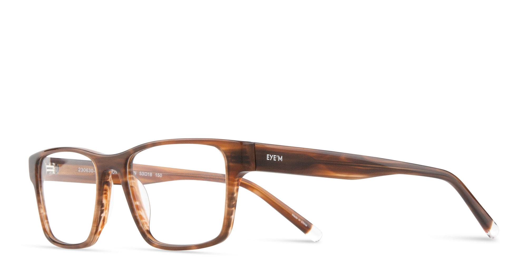 EYE'M Square Eyeglasses in Brown – Product Photo 2
