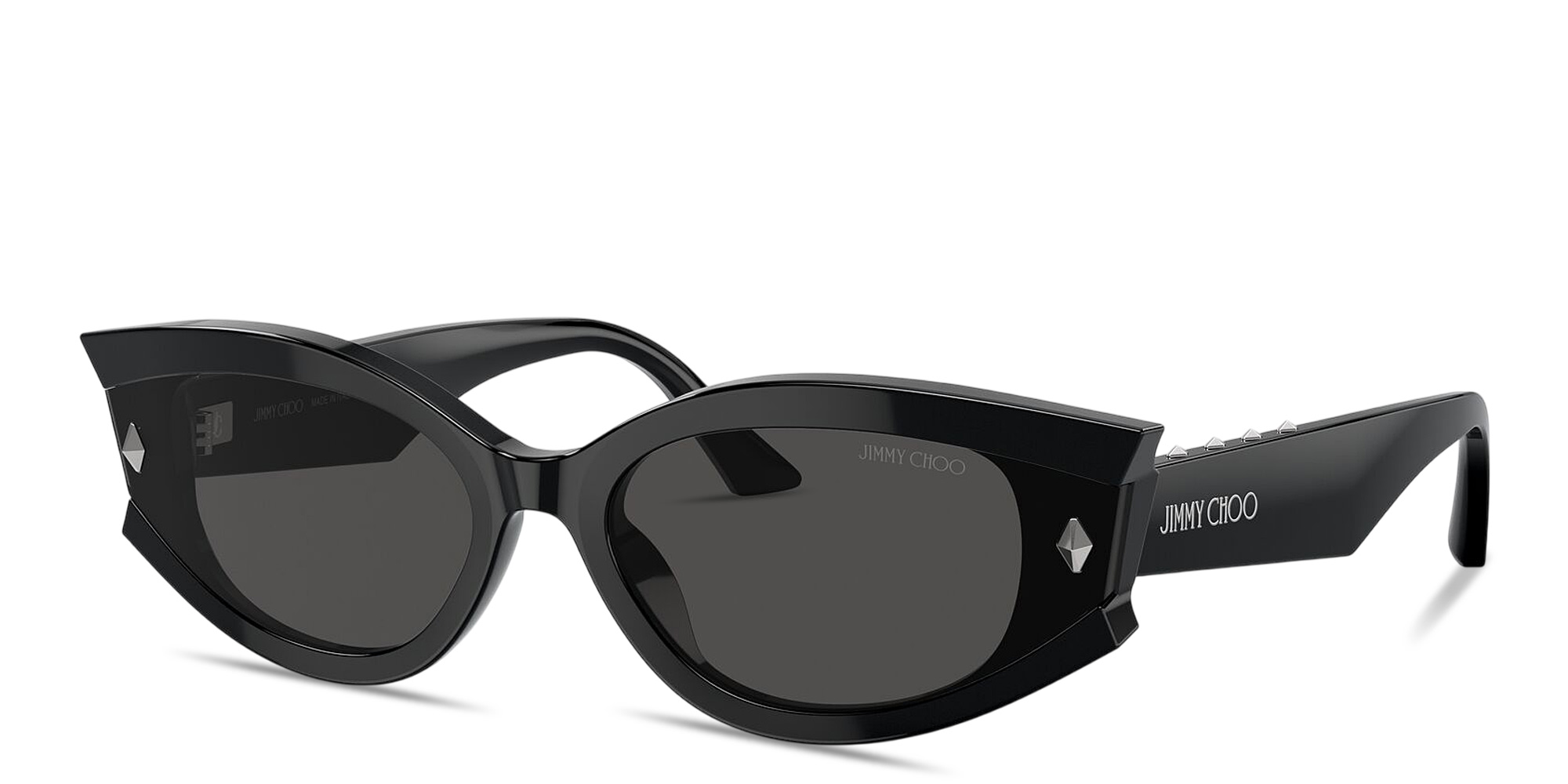 Shop JIMMY CHOO Logo Signature Wide Oval Sunglasses in Black online.