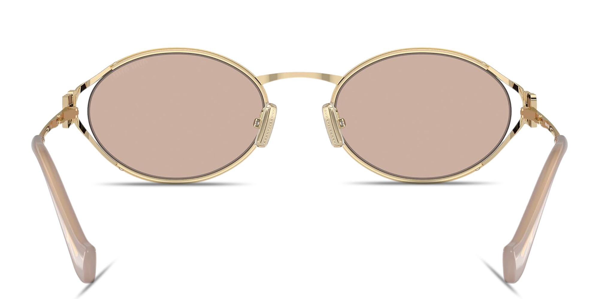 MIU MIU Vertical Logo Oval Sunglasses in Gold – Product Photo 4