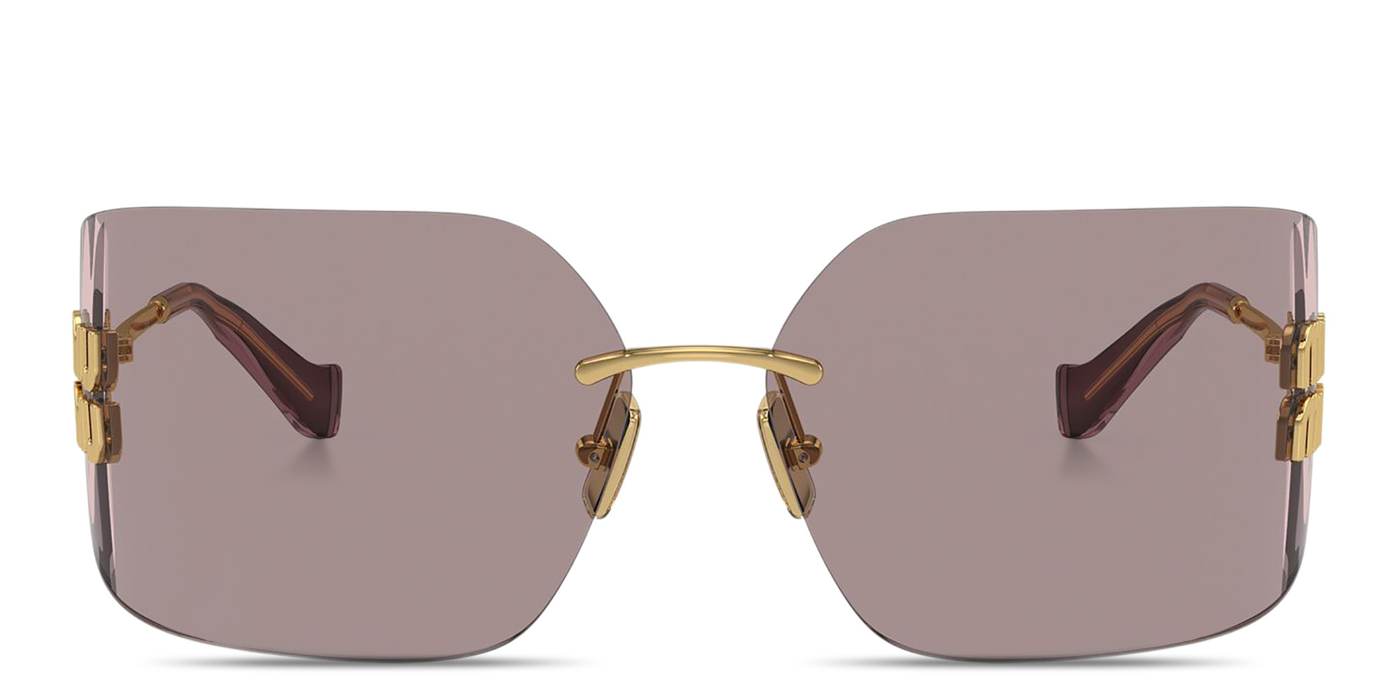 MIU MIU Runway Rimless Wide Irregular Sunglasses in Gold – Product Photo 1
