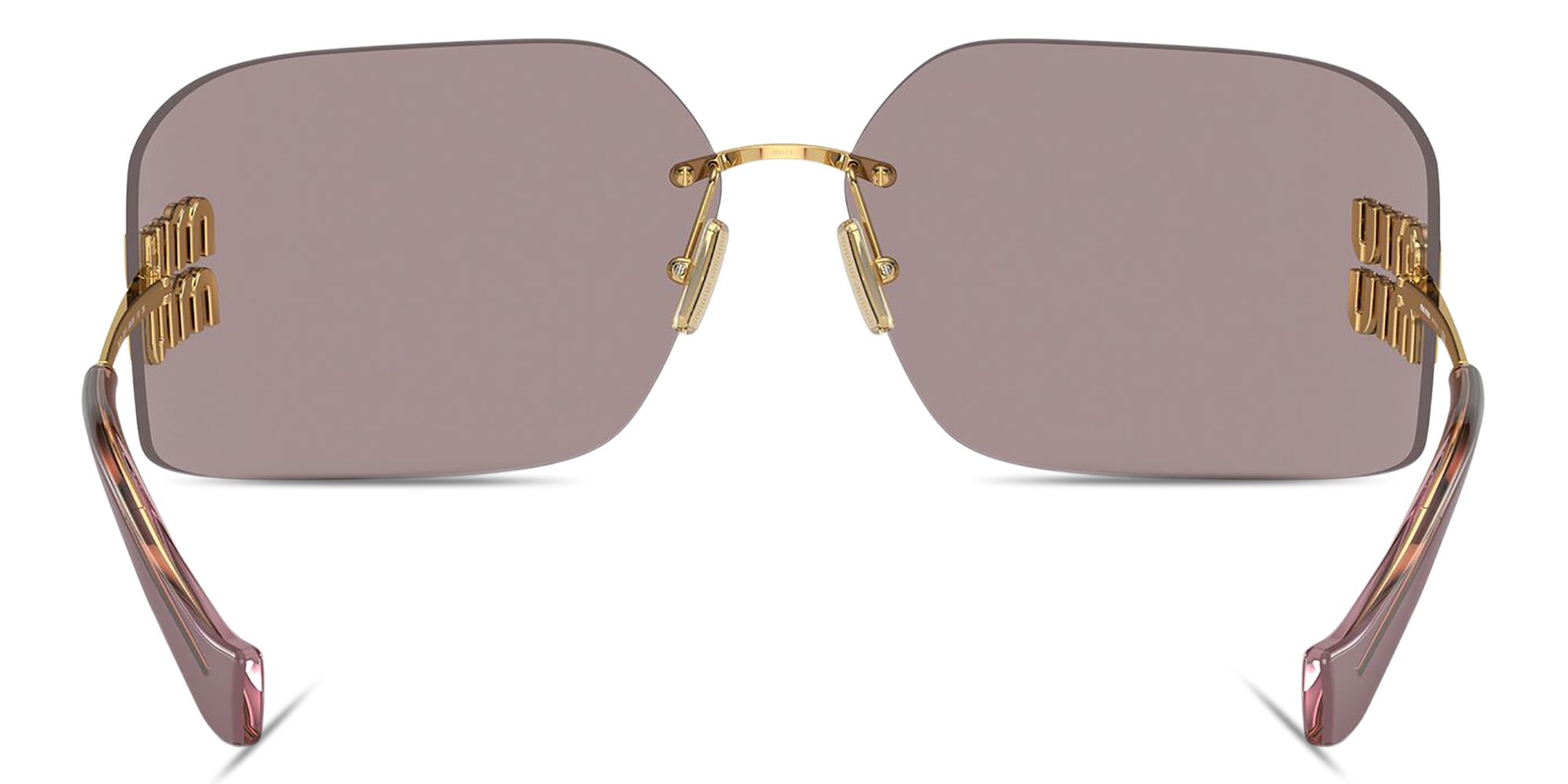 MIU MIU Runway Rimless Wide Irregular Sunglasses in Gold – Product Photo 4