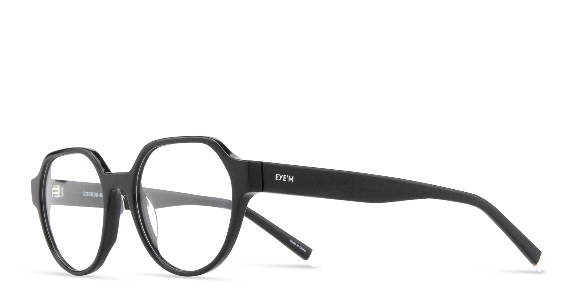 EYE'M Round Eyeglasses in Black – Product Photo 2