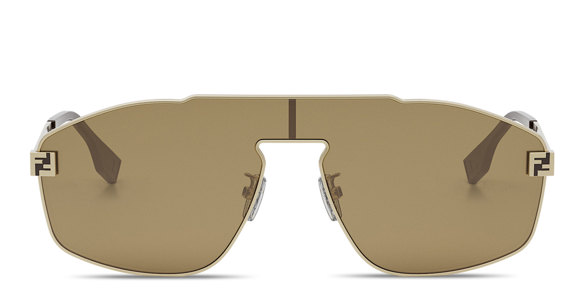 Shop FENDI Sky Wide Aviator Sunglasses in Gold online.