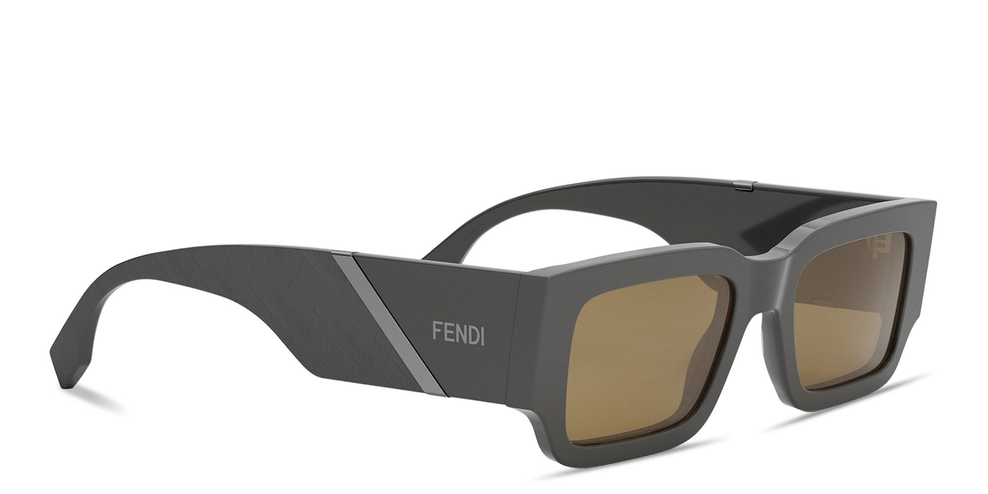 Shop FENDI Fendi Diagonal Rectangle Sunglasses in Brown online.