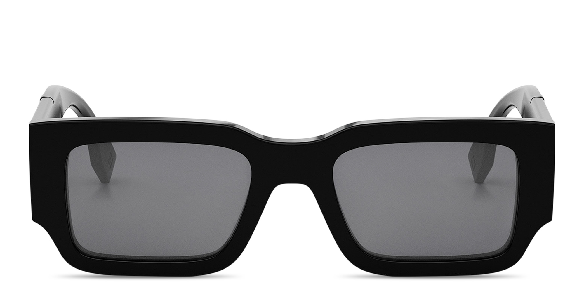 Shop FENDI Diagonal Rectangle Sunglasses in Black online.