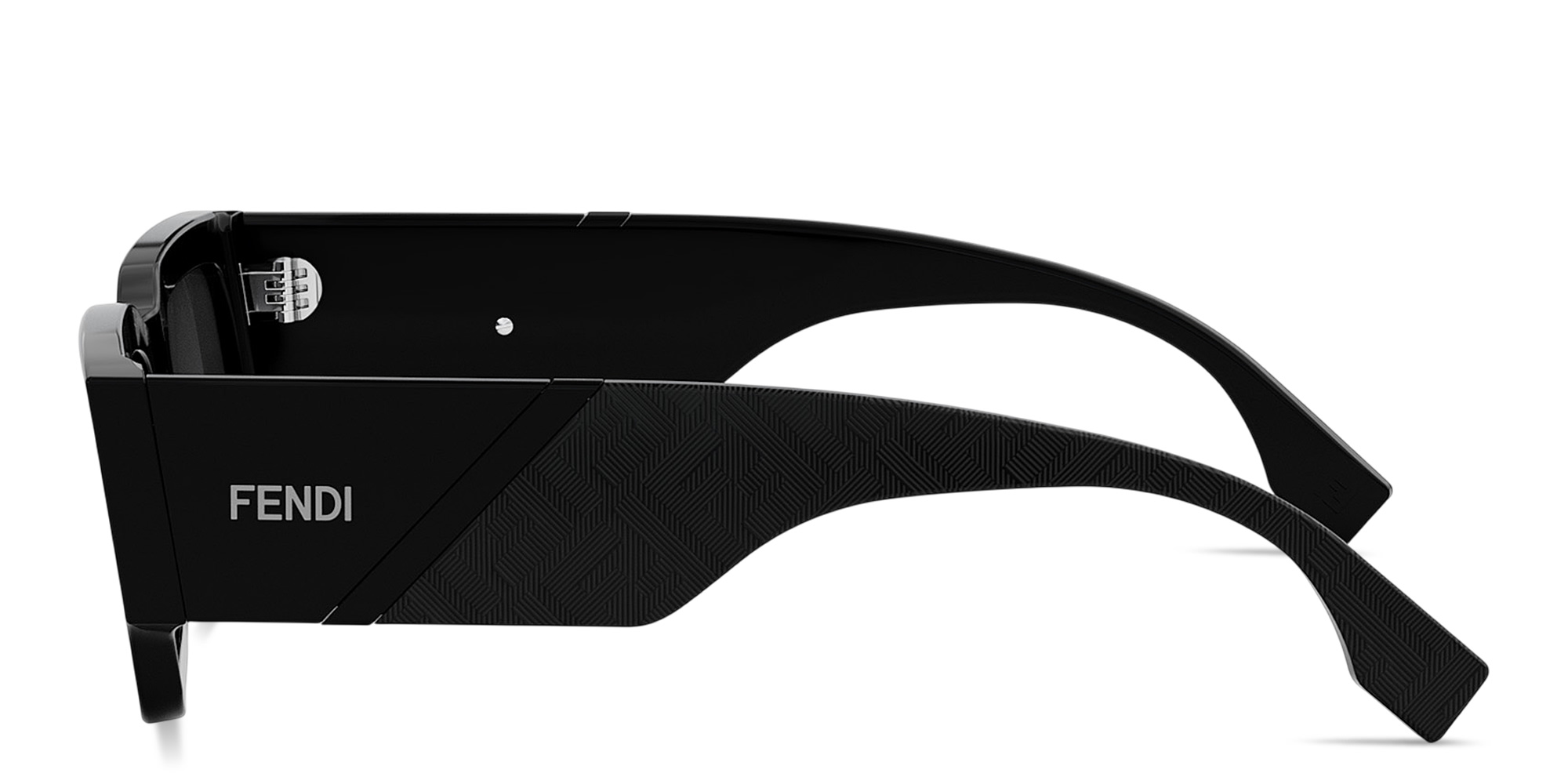 Shop FENDI Diagonal Rectangle Sunglasses in Black online.