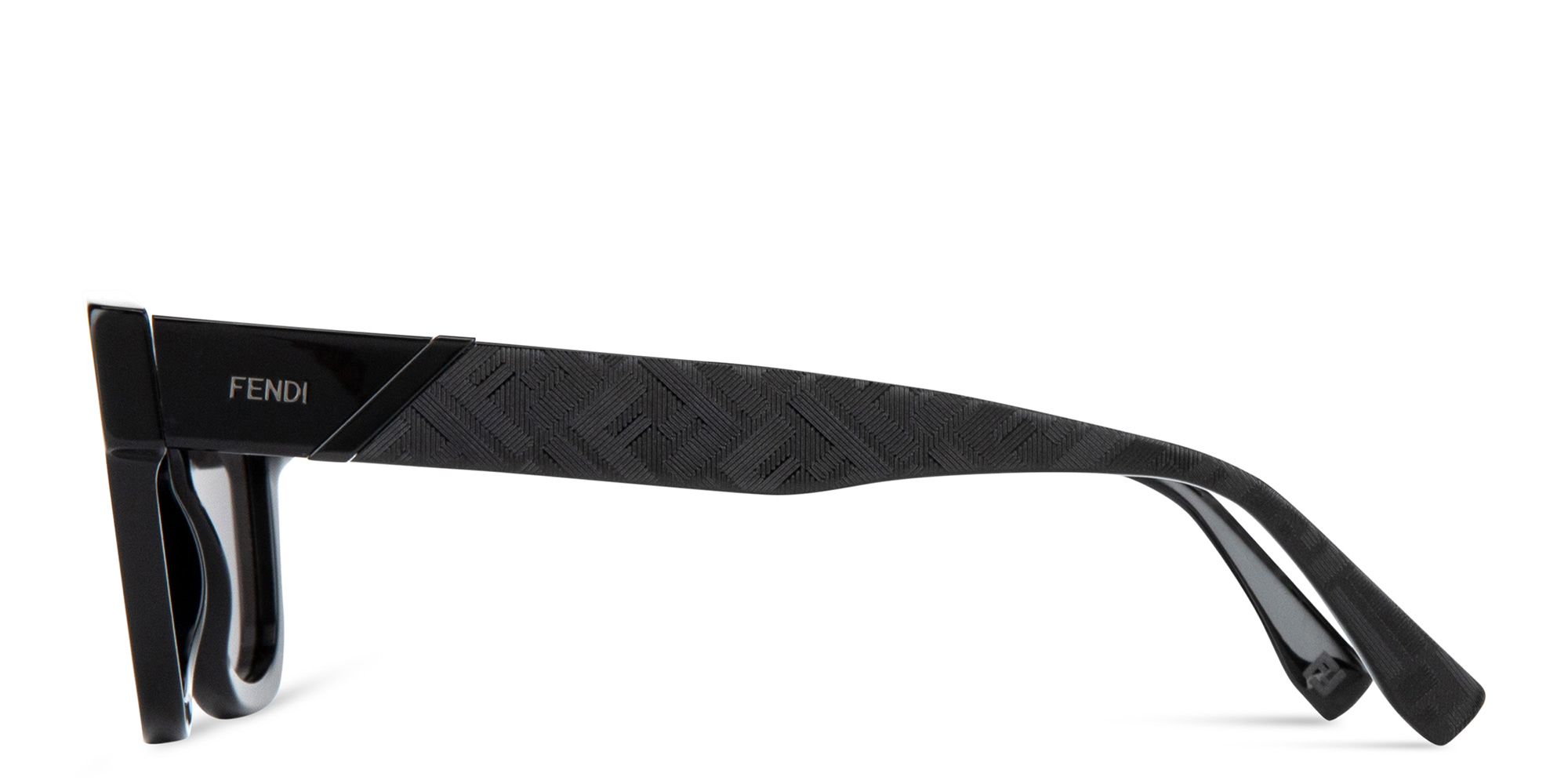 نظارات شمسية دياغونال بإطار مربّع من فيندي بلون أسود - صورة المنتج 2