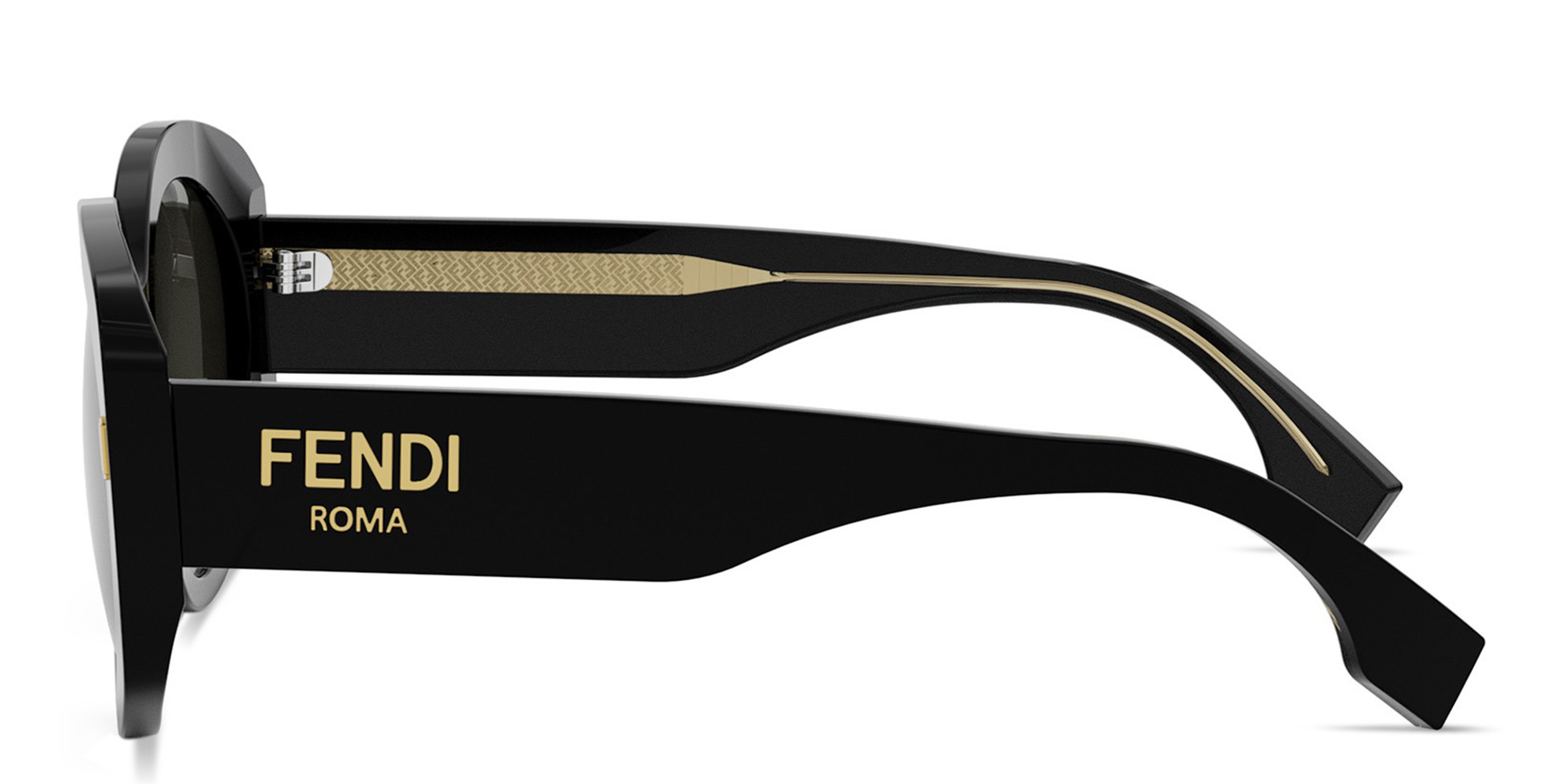 نظارات شمسية فندي روما بإطار دائري أسود اللون من فيندي بلون أسود - صورة المنتج 3