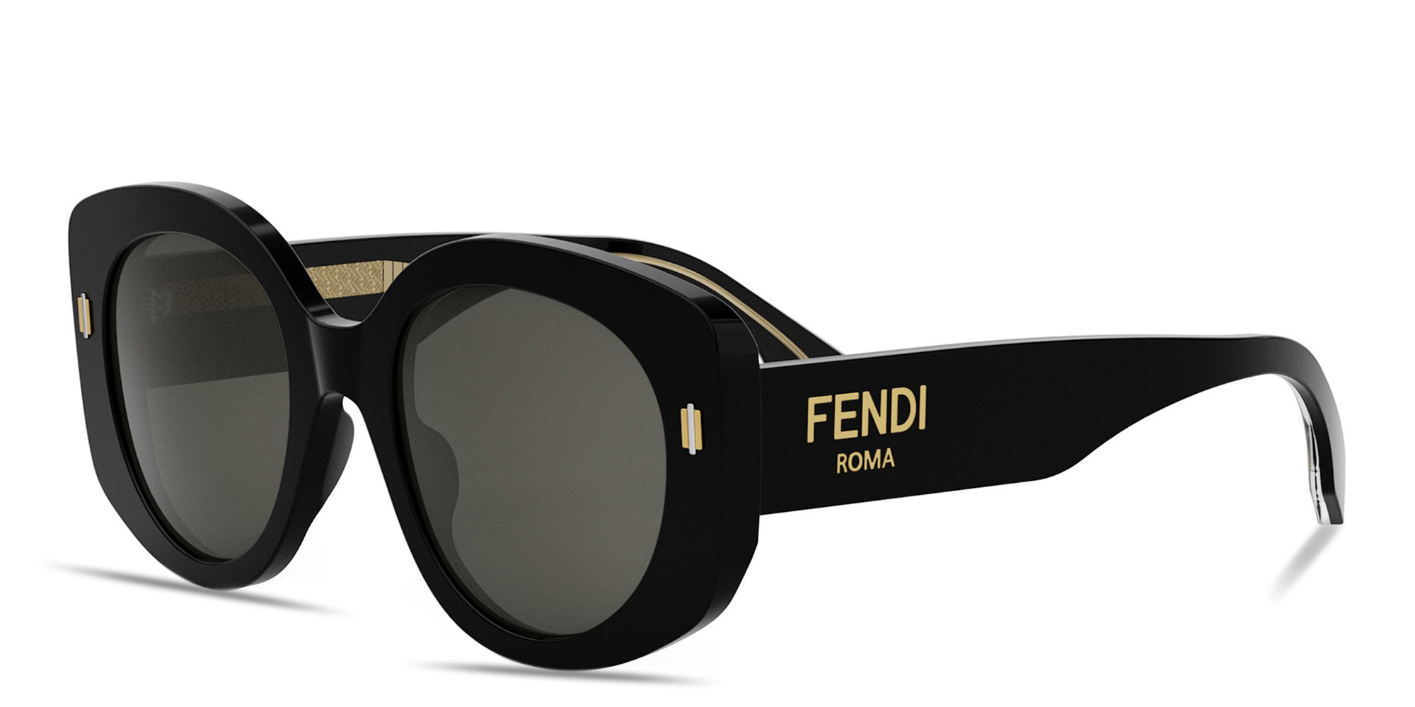 FENDI Fendi Roma Black Round Sunglasses in Black – Product Photo 2