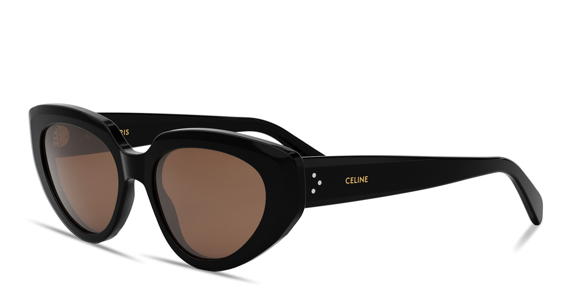 نظارات شمسية طراز كات آي مزيّنة بثلاث نقاط من سيلين بلون أسود - صورة المنتج 2