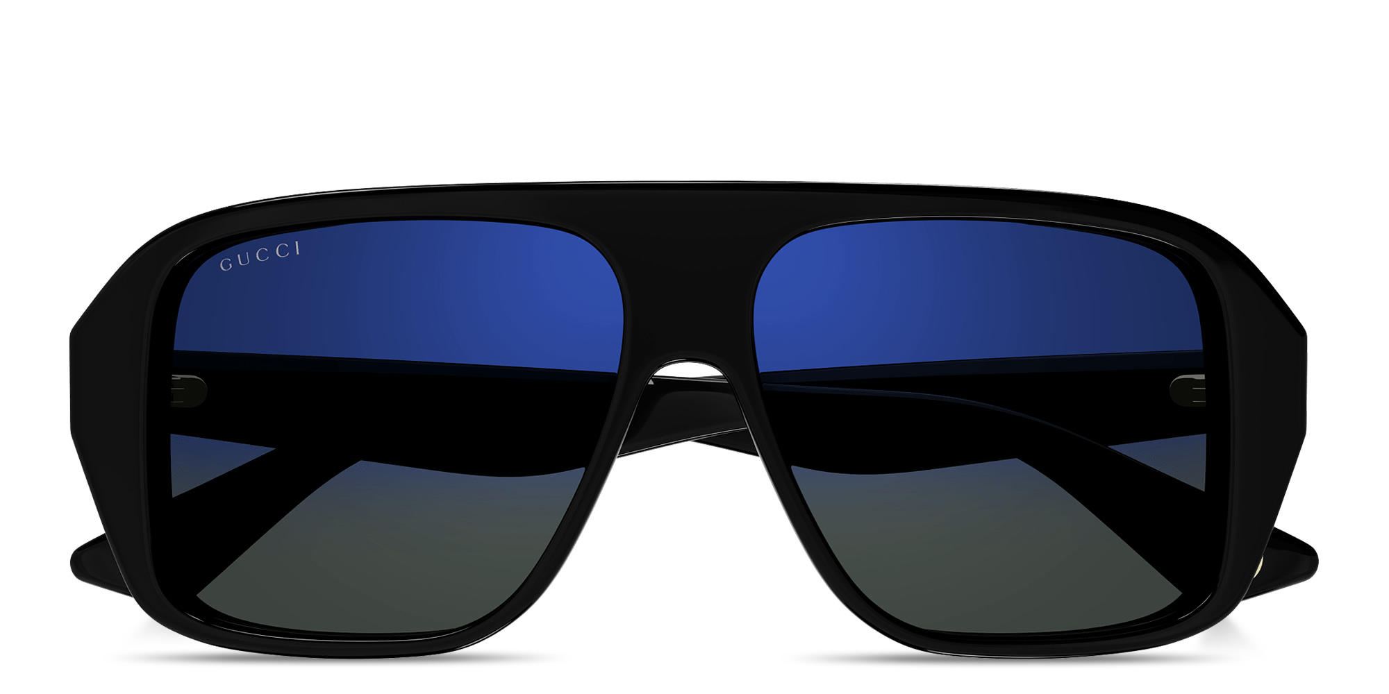 Shop GUCCI Logo Lettering Aviator Sunglasses in Black online.