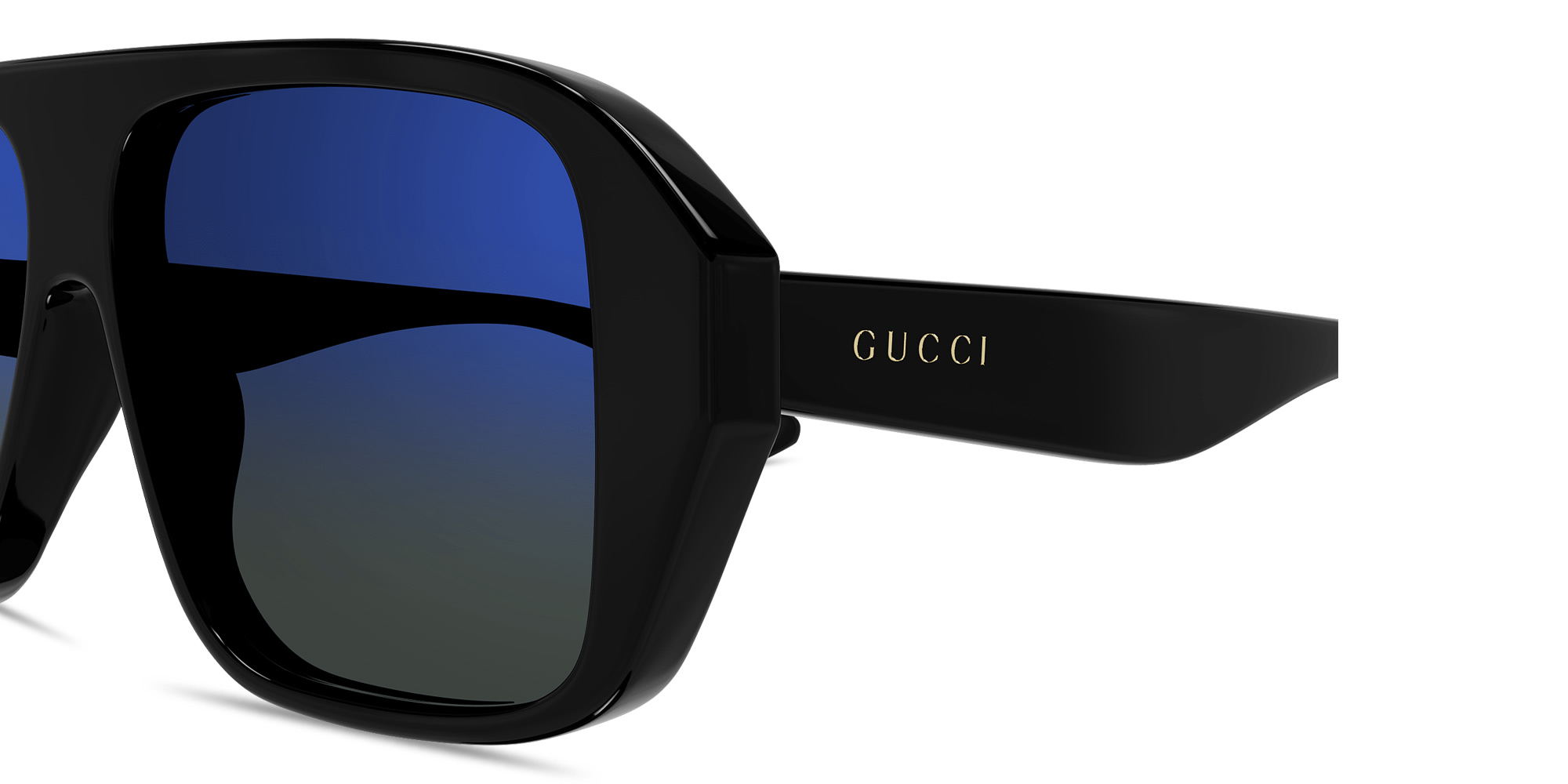 Shop GUCCI Logo Lettering Aviator Sunglasses in Black online.