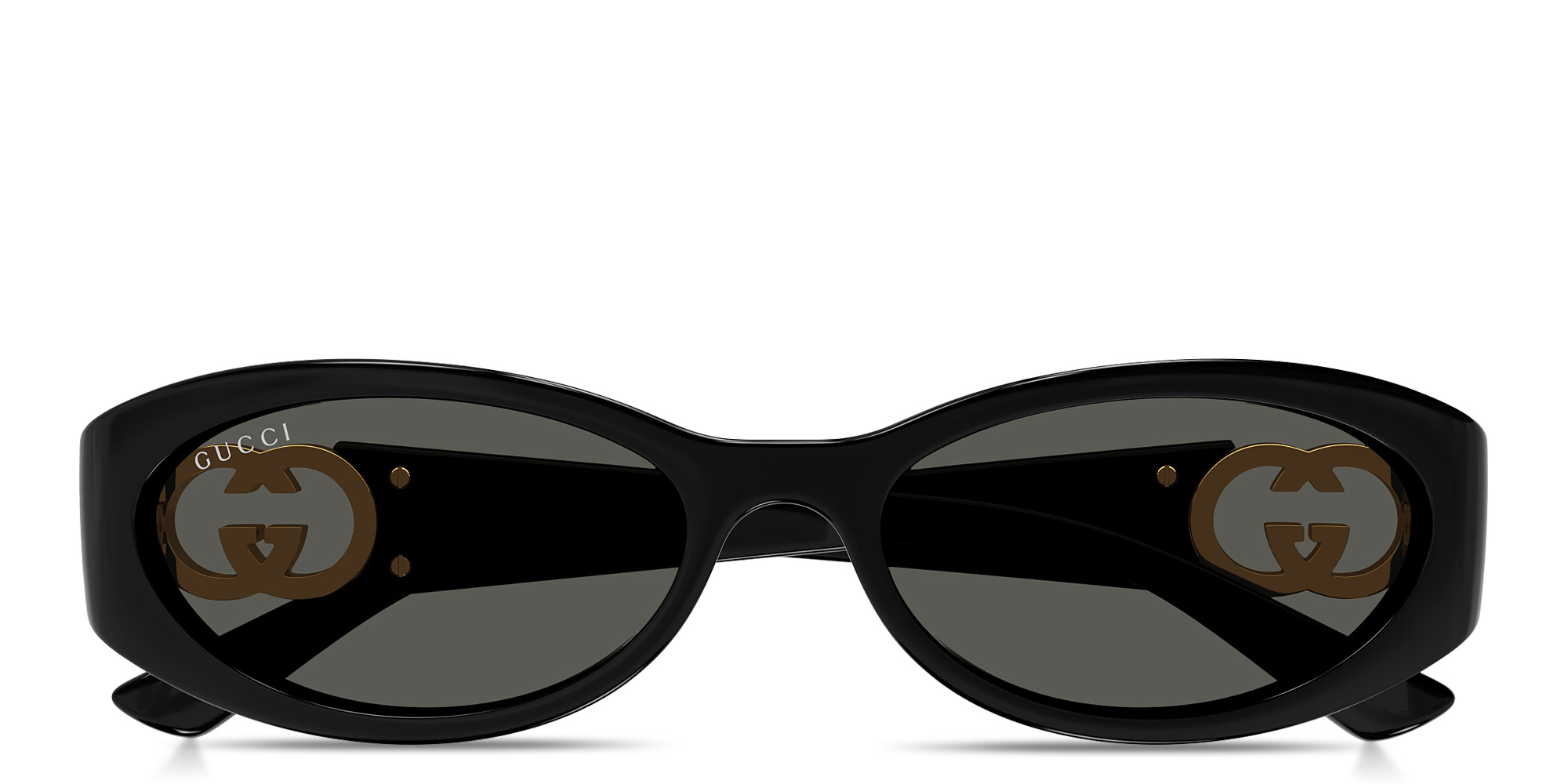 Shop GUCCI GG Logo Round Sunglasses in Black online.