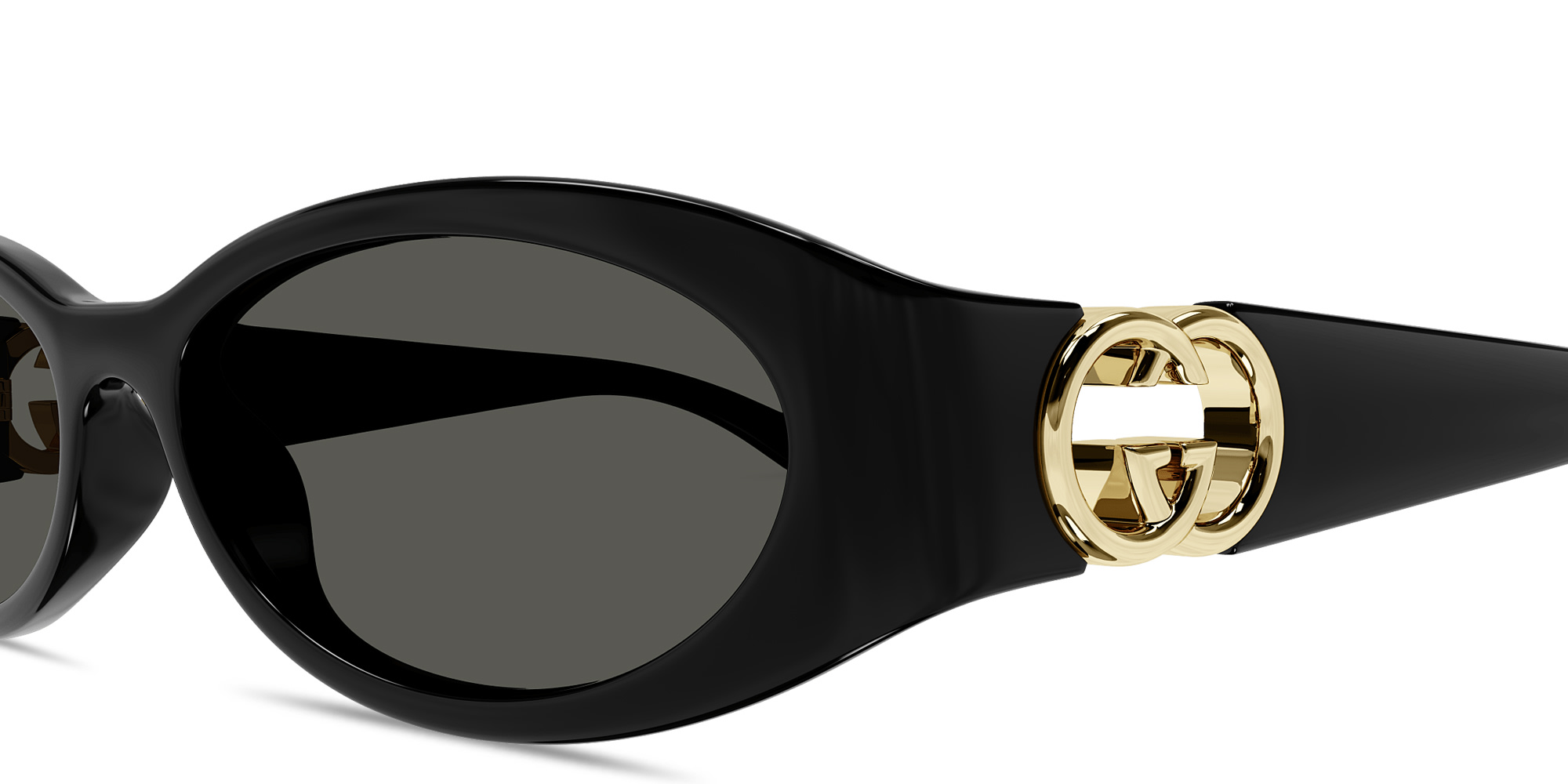 Shop GUCCI GG Logo Round Sunglasses in Black online.