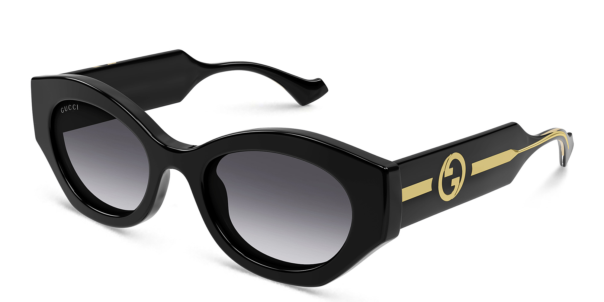GUCCI La Piscine Oval Sunglasses in Black – Product Photo 2