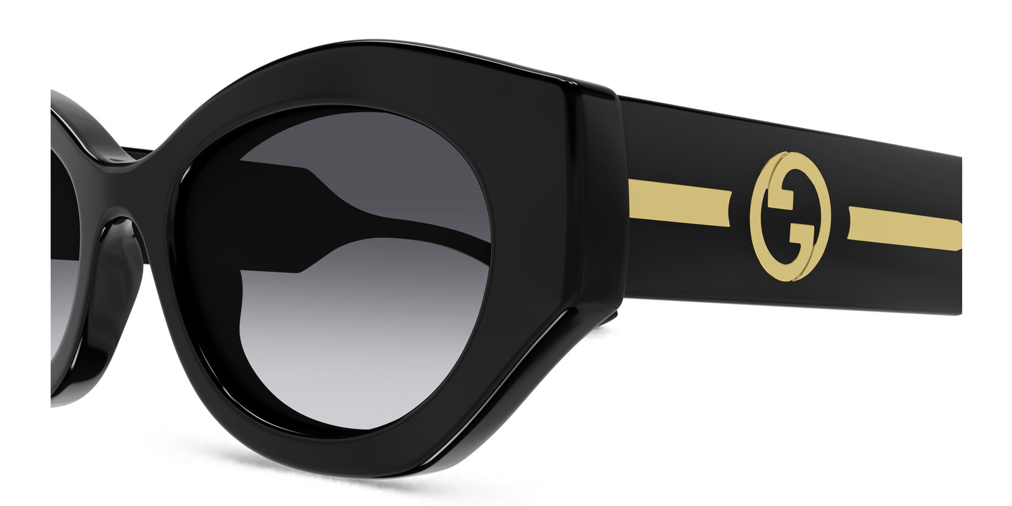 GUCCI La Piscine Oval Sunglasses in Black – Product Photo 3