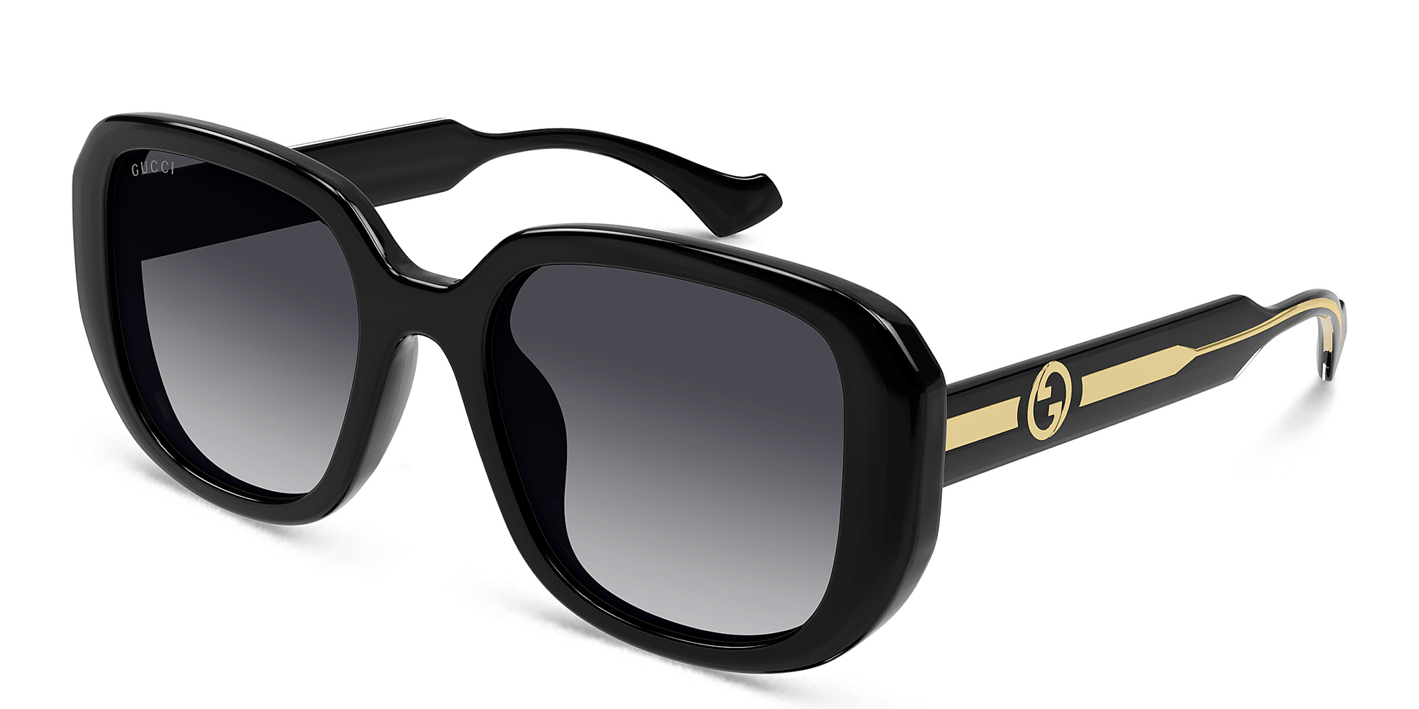Shop GUCCI La Piscine Square Sunglasses in Black online.