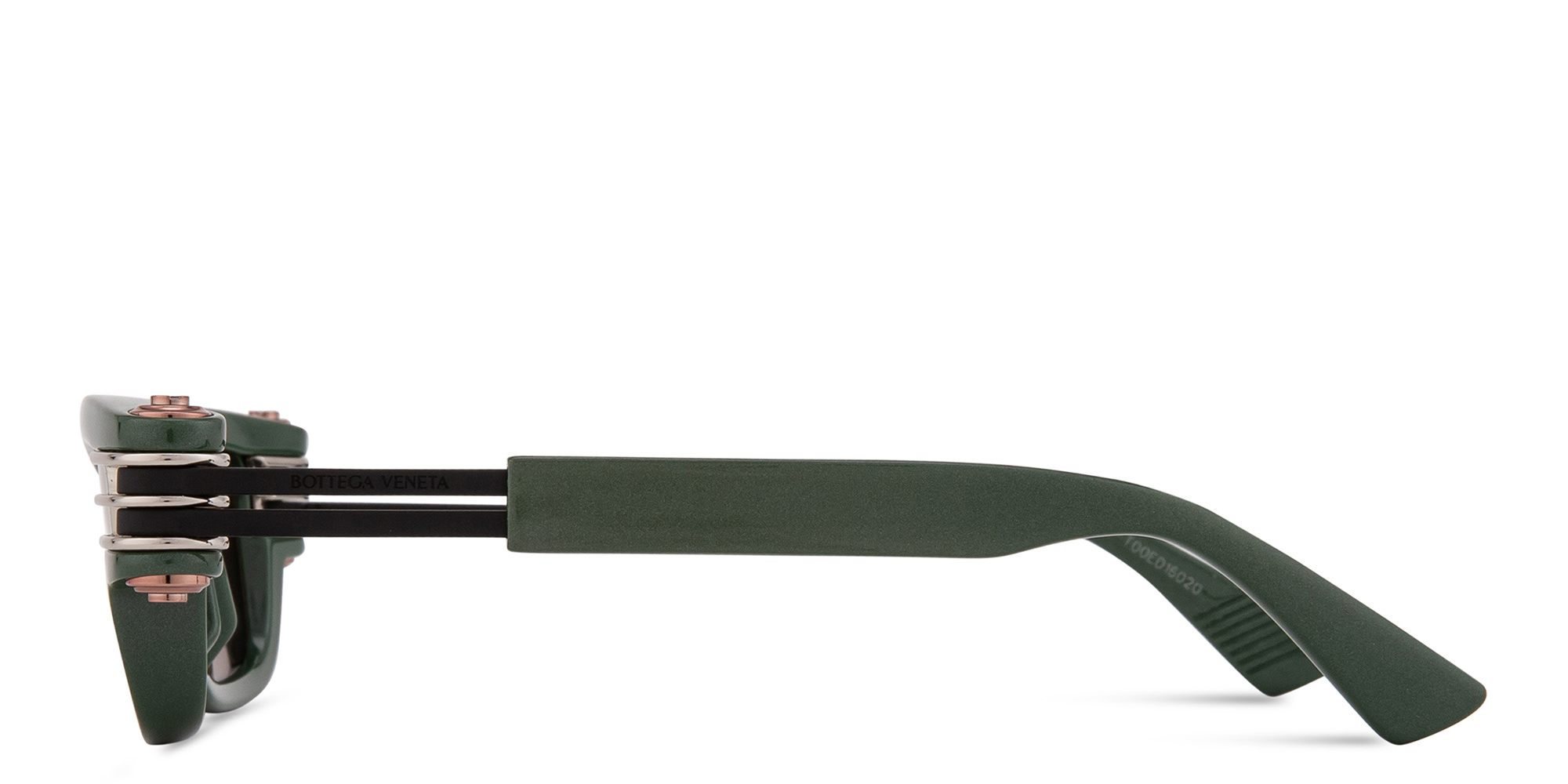 Shop BOTTEGA VENETA Bolt Unisex Rectangle Sunglasses in Green online.