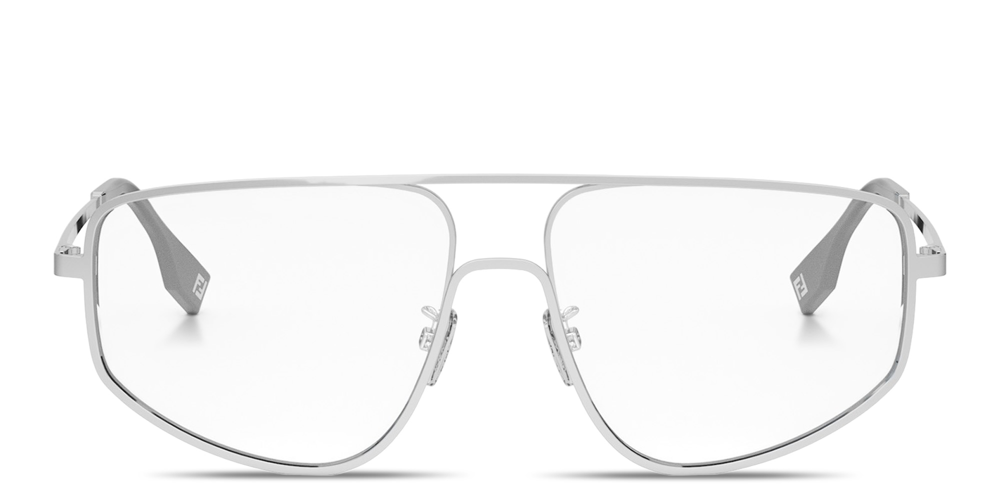 Shop FENDI Travel Wide Pilot Eyeglasses in Silver online.