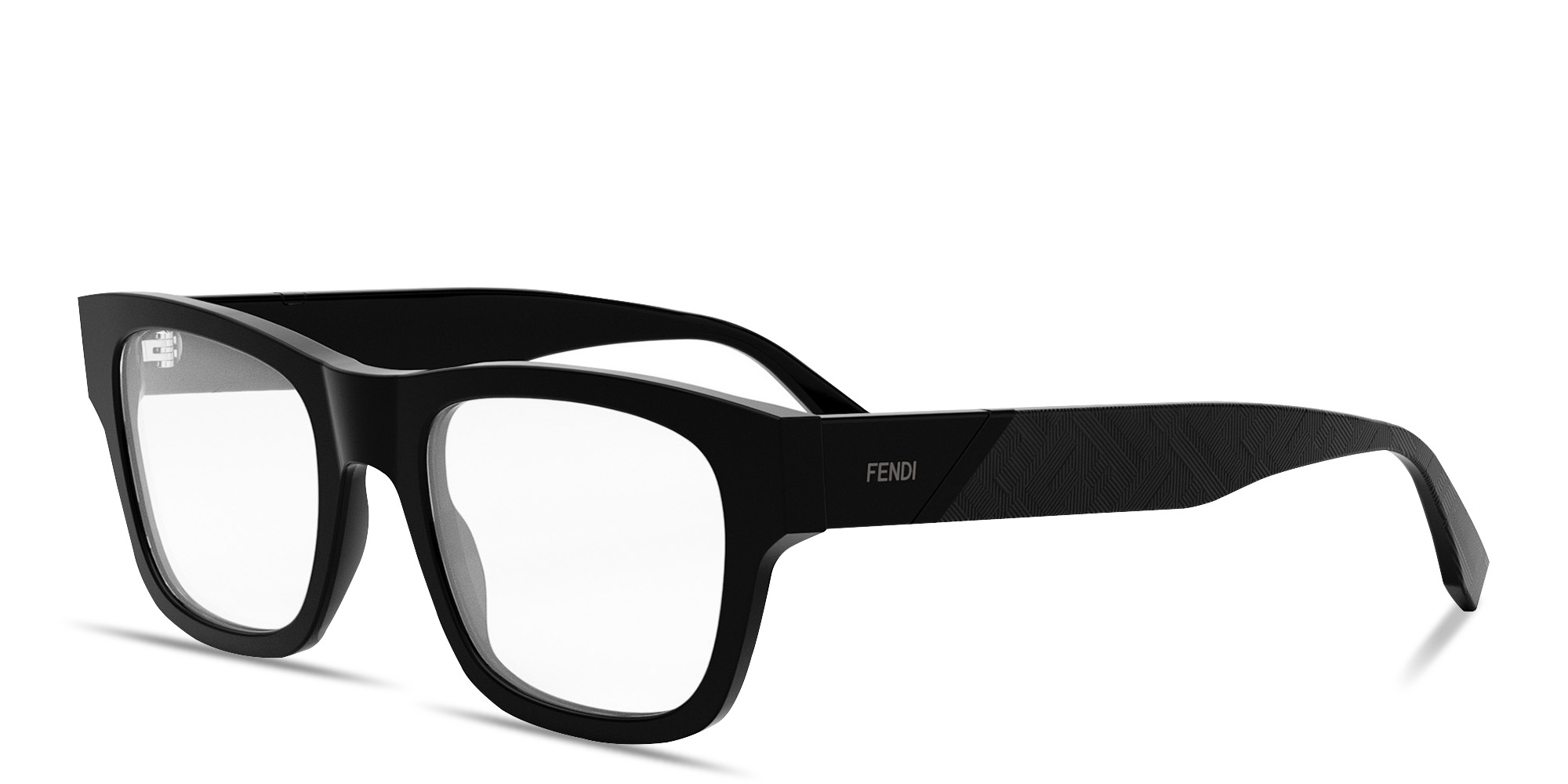 Shop FENDI Fendi Diagonal Black Rectangular Eyeglasses in Black online.