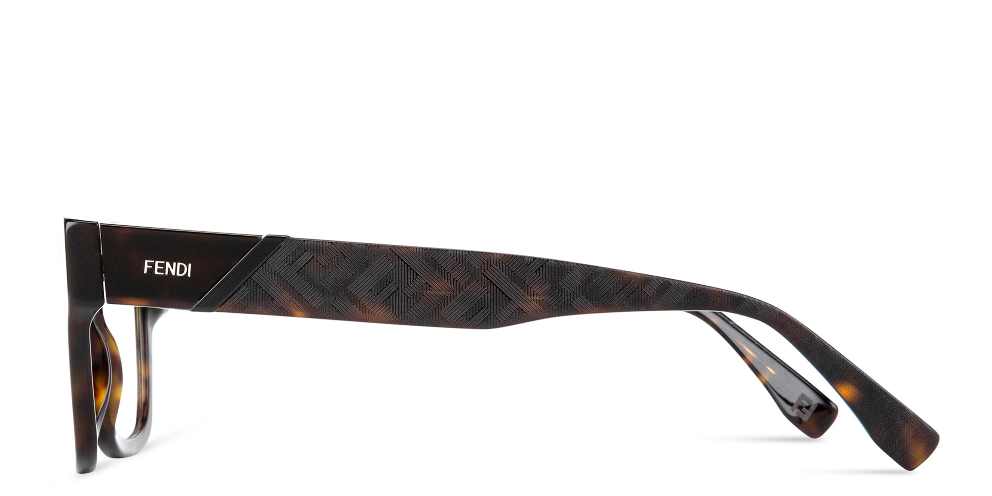 Shop FENDI Fendi Diagonal Square Eyeglasses in Havana online.