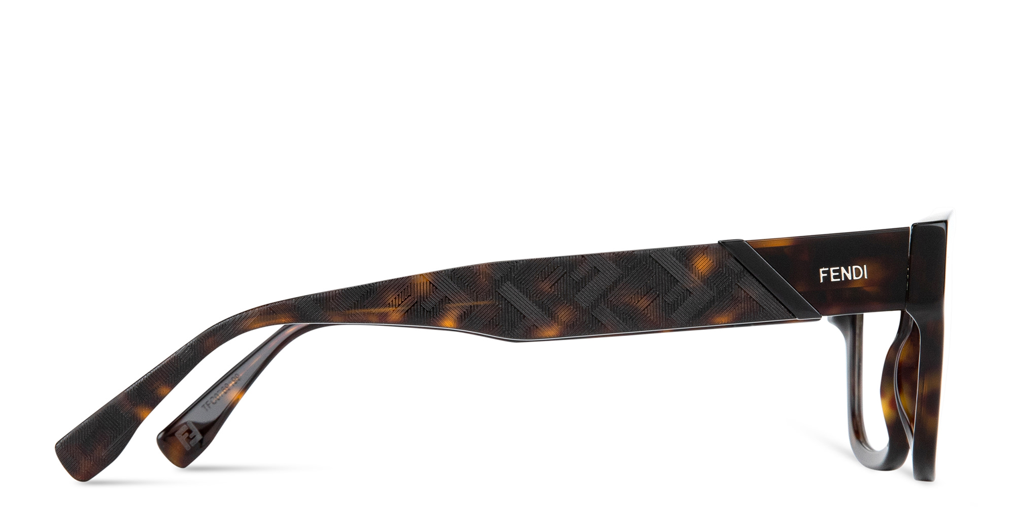 Shop FENDI Fendi Diagonal Square Eyeglasses in Havana online.