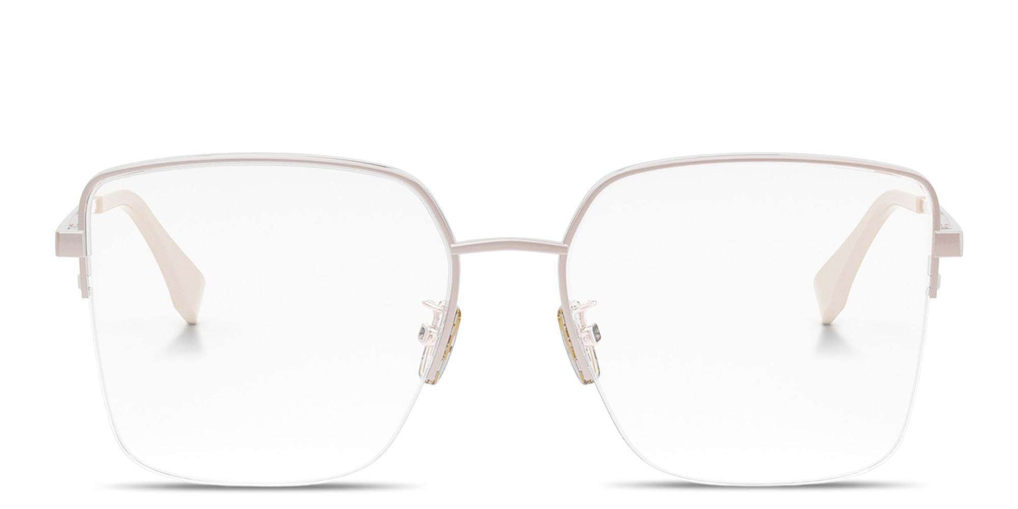 FENDI Logo Signature Half-Rim Wide Irregular Eyeglasses in Rose Gold – Product Photo 1