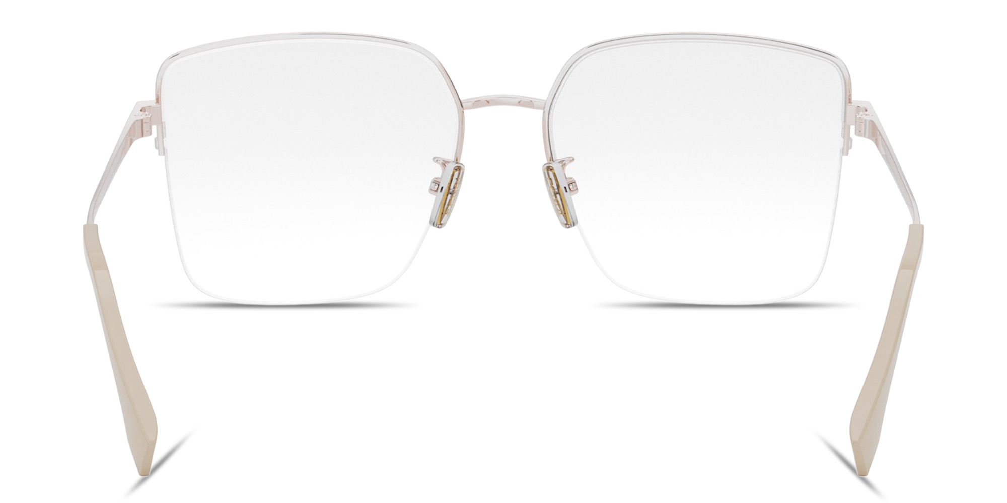 FENDI Logo Signature Half-Rim Wide Irregular Eyeglasses in Rose Gold – Product Photo 4