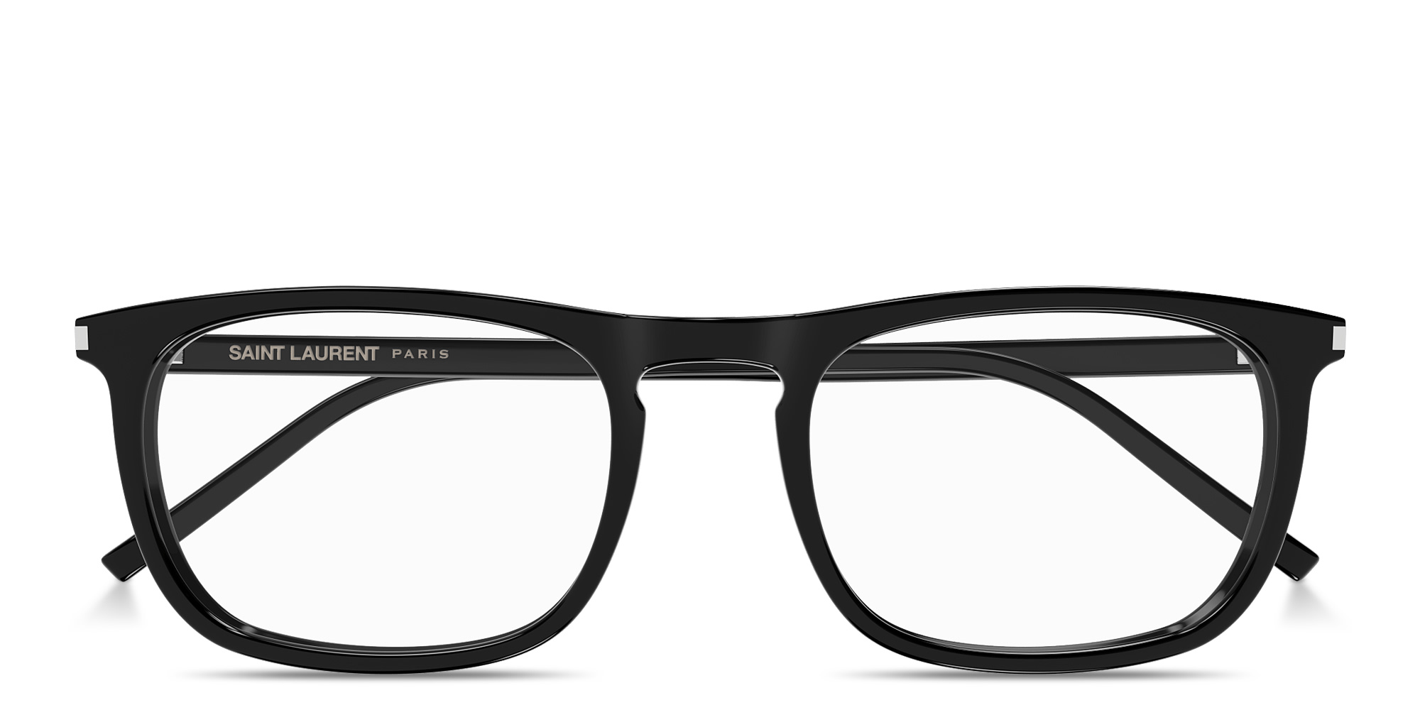 SAINT LAURENT Logo Lettering Square Eyeglasses in Black – Product Photo 1