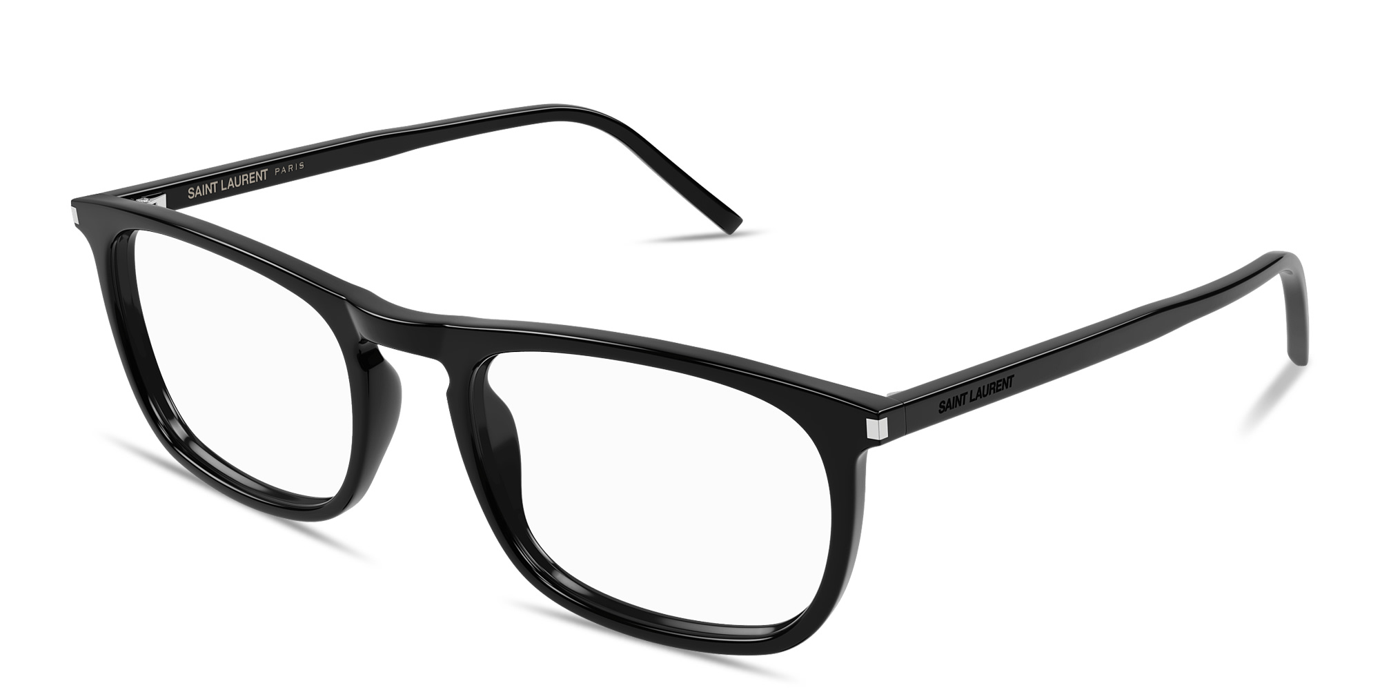 SAINT LAURENT Logo Lettering Square Eyeglasses in Black – Product Photo 2