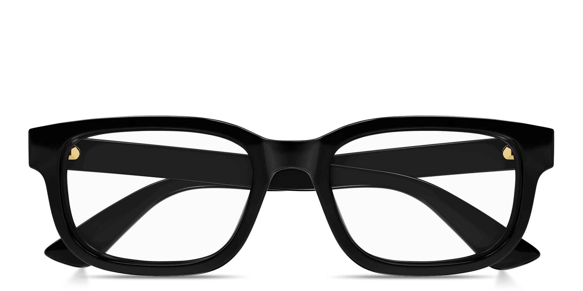 Shop GUCCI Logo Lettering Rectangle Eyeglasses in Black online.