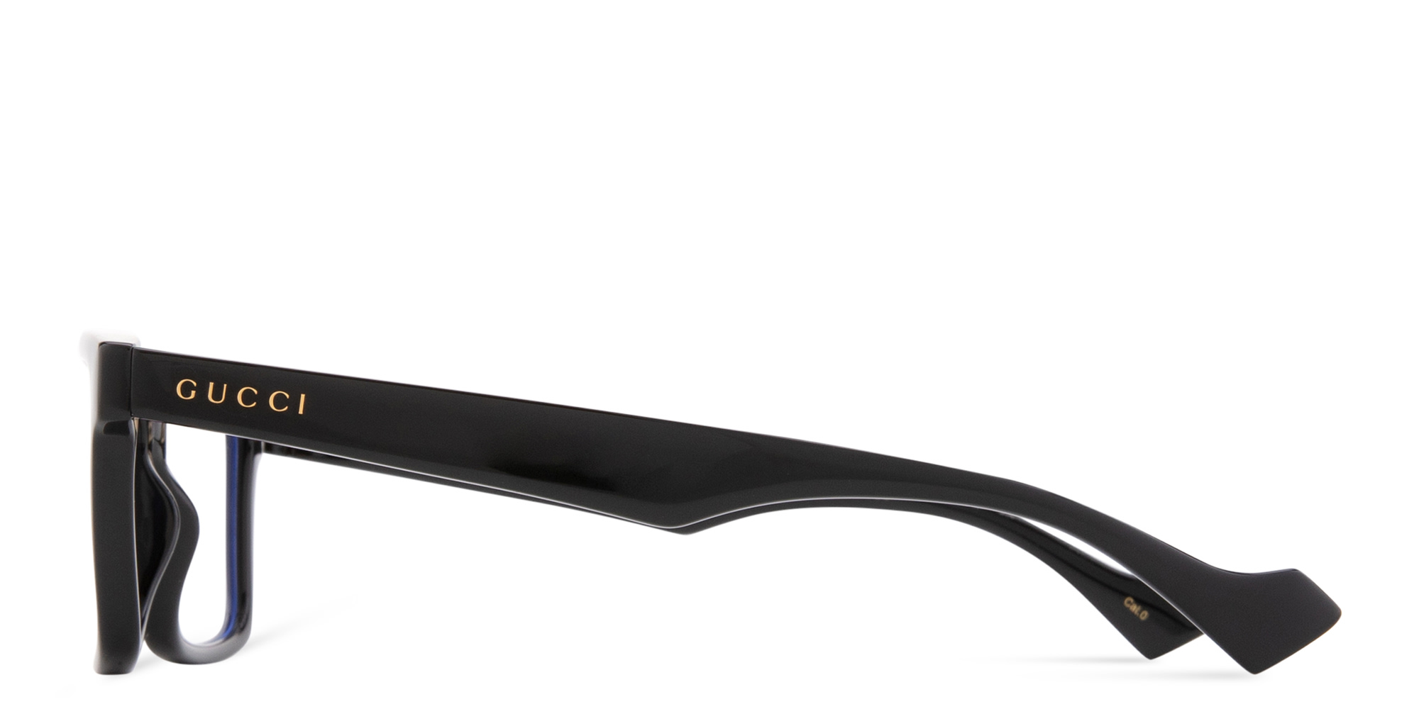 Shop GUCCI Clip-On Logo Lettering Square Eyeglasses in Black online.