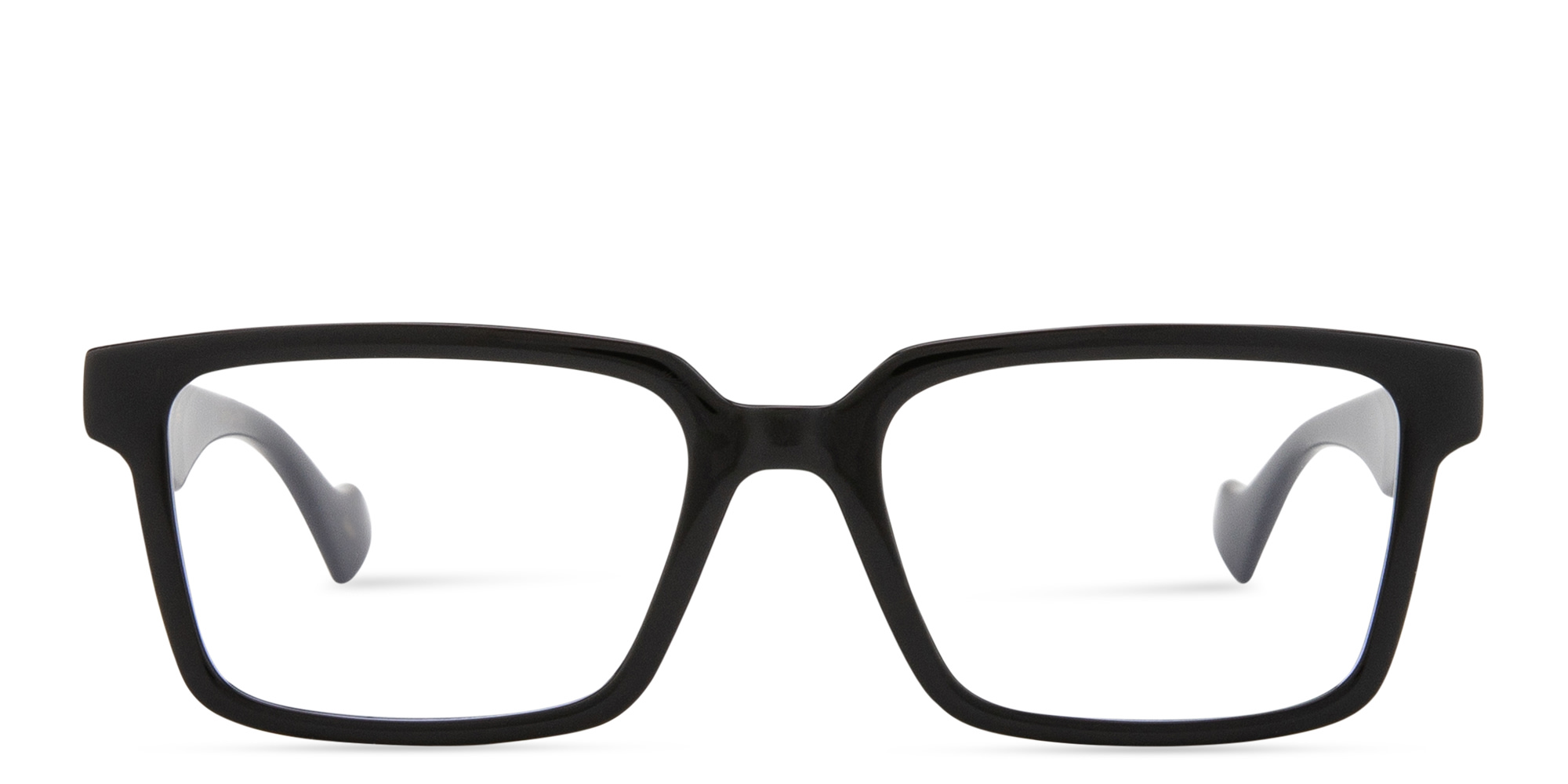 Shop GUCCI Clip-On Logo Lettering Square Eyeglasses in Black online.