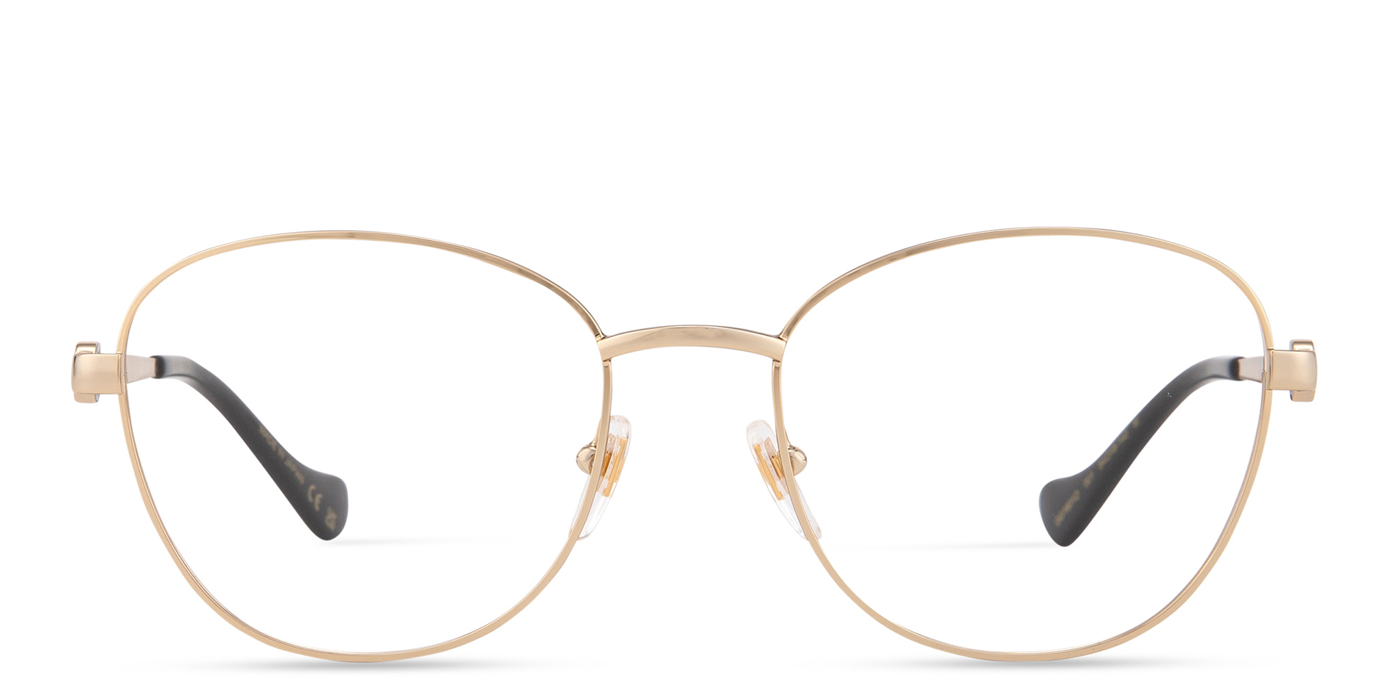 Shop GUCCI GG Logo Round Eyeglasses in Gold online.