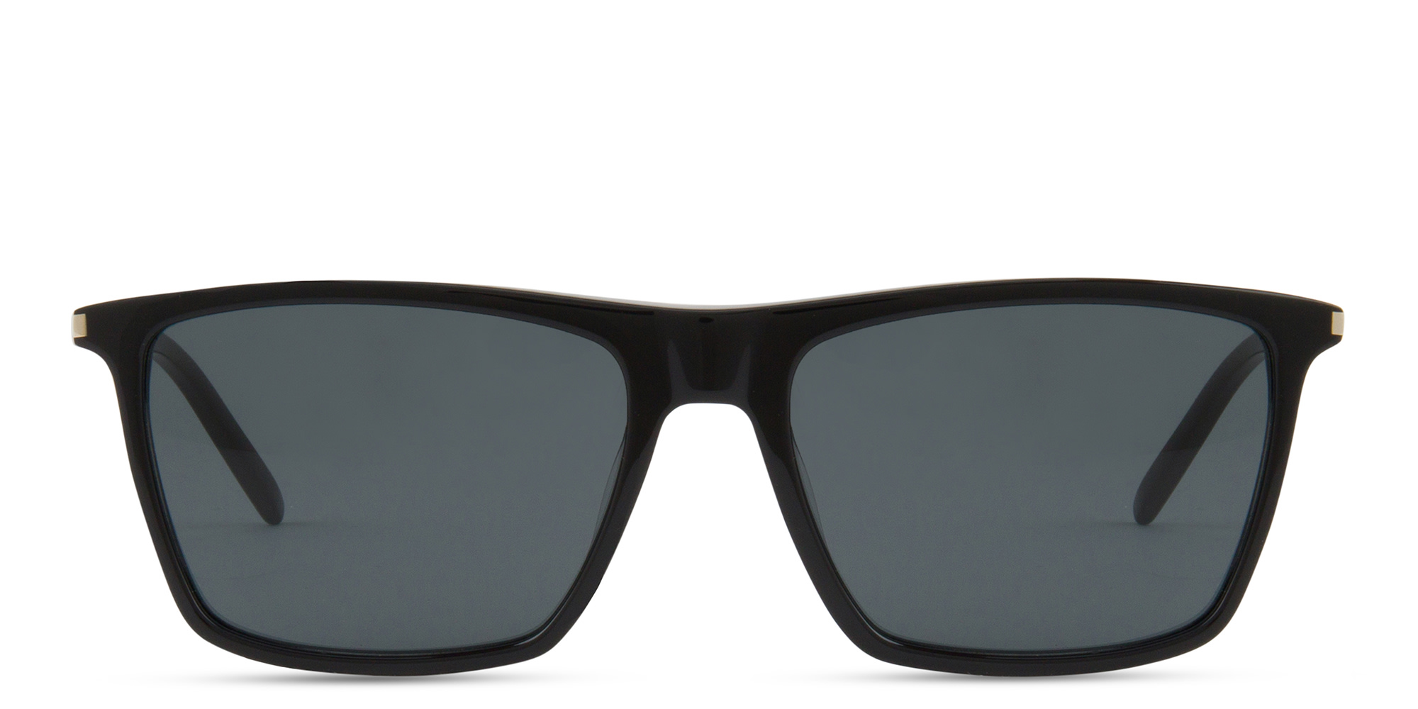 Shop SAINT LAURENT Logo Lettering Square Sunglasses in Black online.