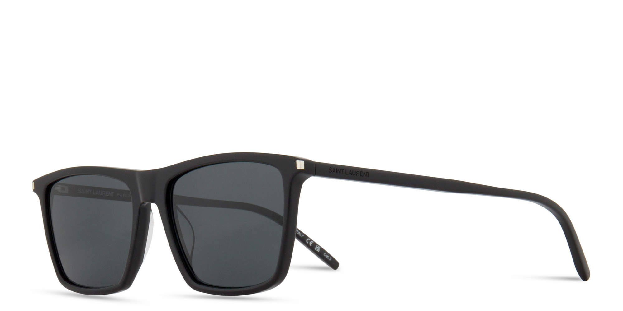 Shop SAINT LAURENT Logo Lettering Square Sunglasses in Black online.