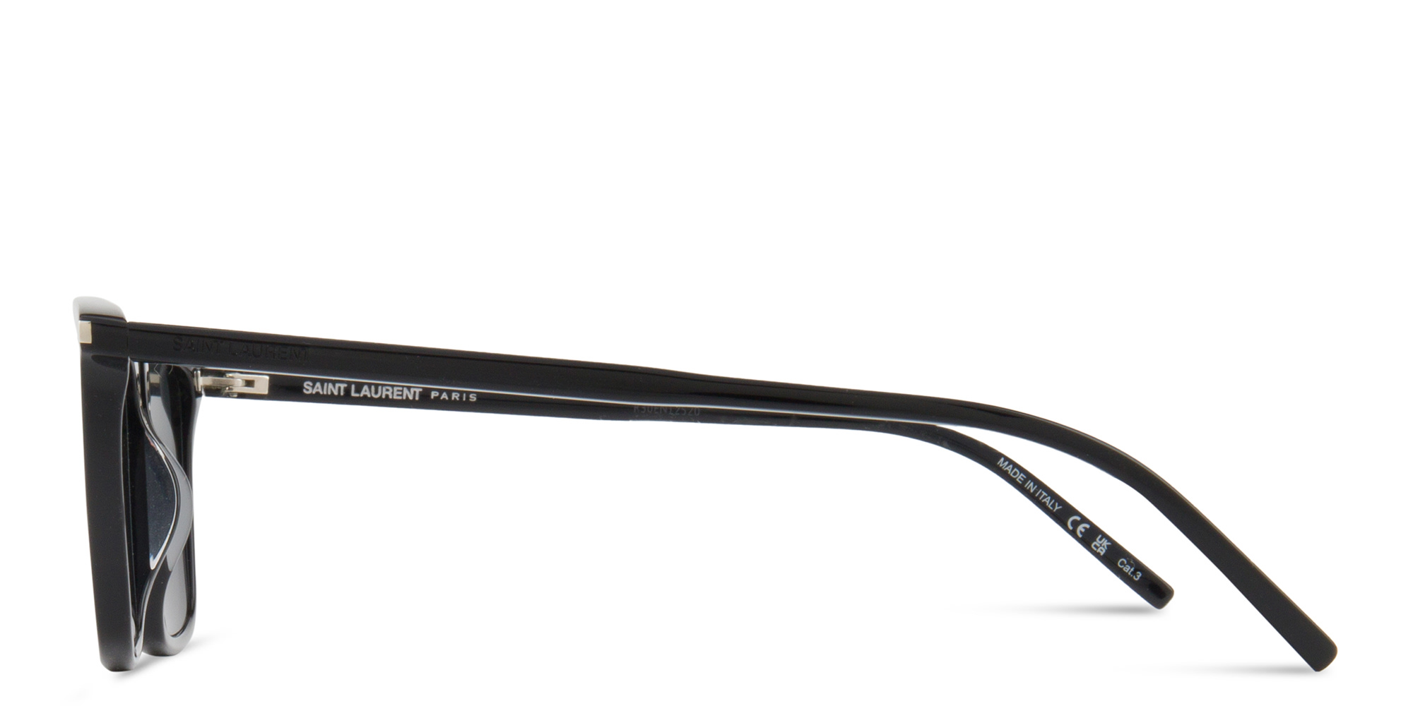 Shop SAINT LAURENT Logo Lettering Square Sunglasses in Black online.