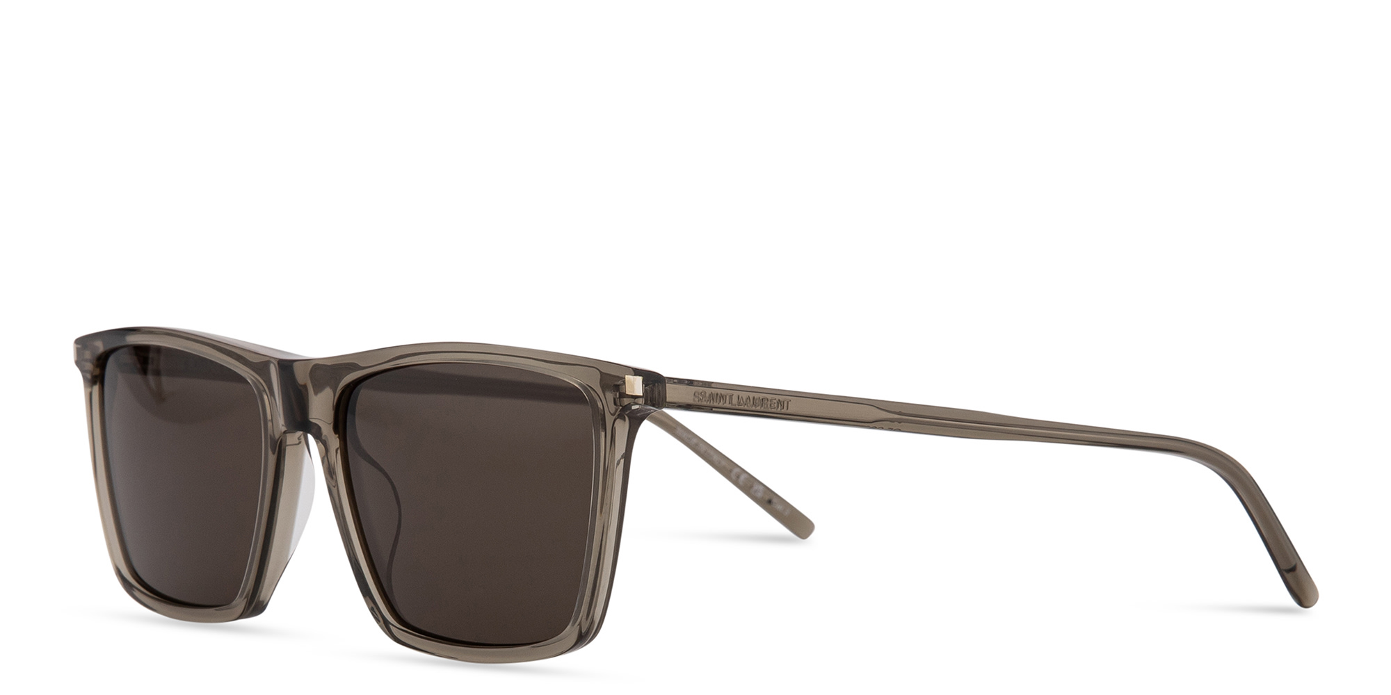 Shop SAINT LAURENT Logo Lettering Square Sunglasses in Brown online.