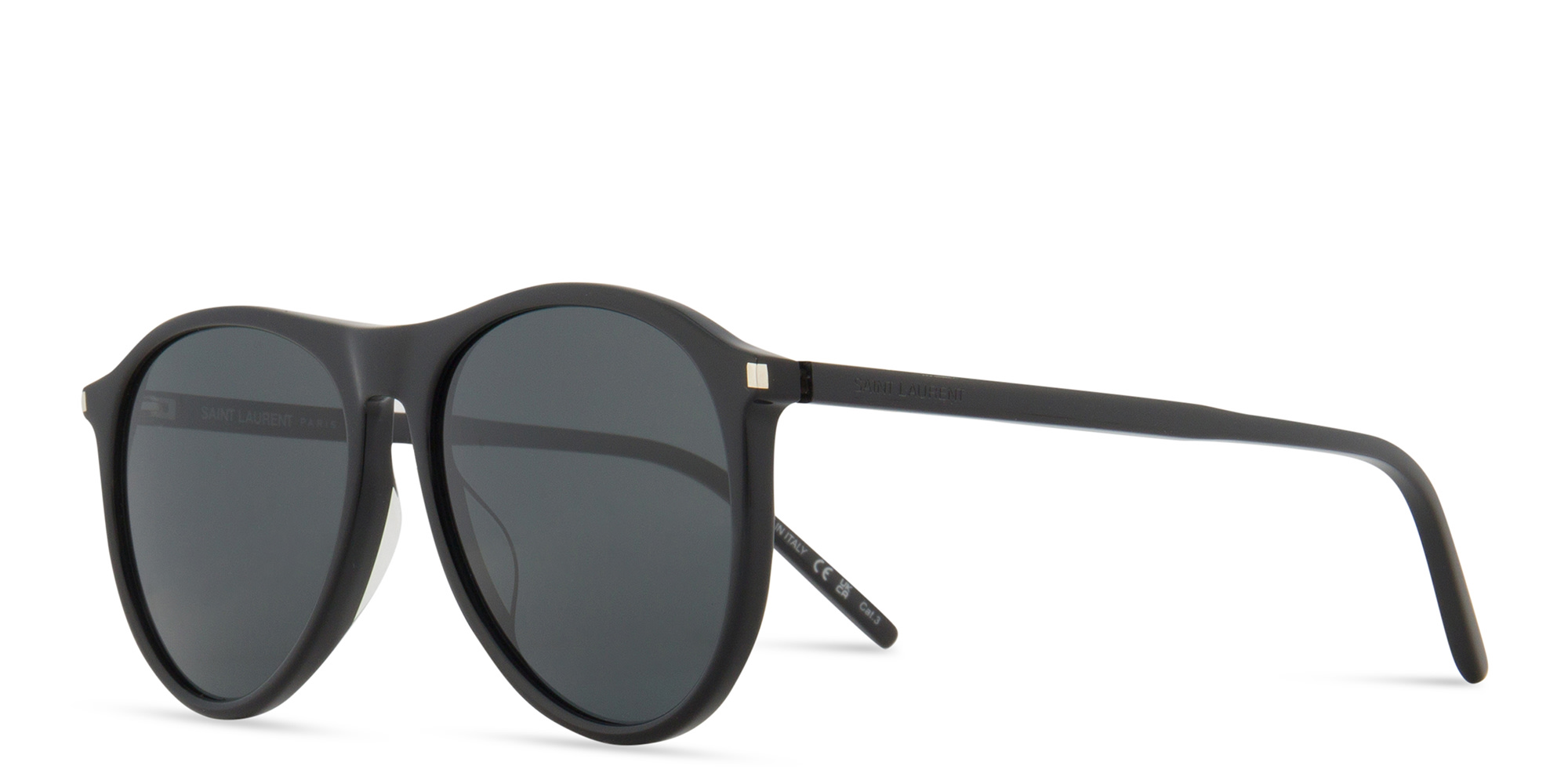 Shop SAINT LAURENT Logo Lettering Unisex Aviator Sunglasses in Black online.