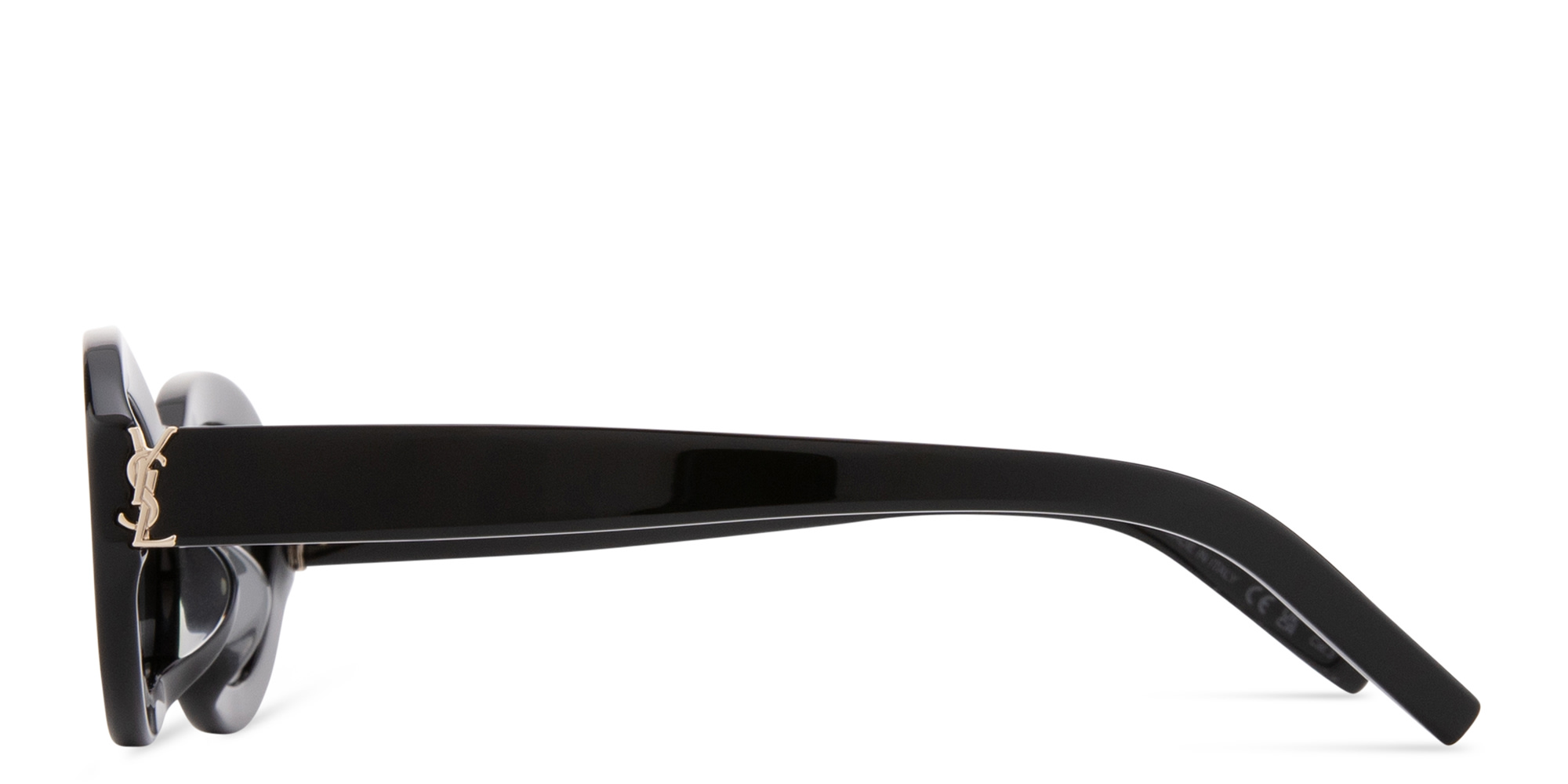 Shop SAINT LAURENT YSL Logo Oval Sunglasses in Black online.