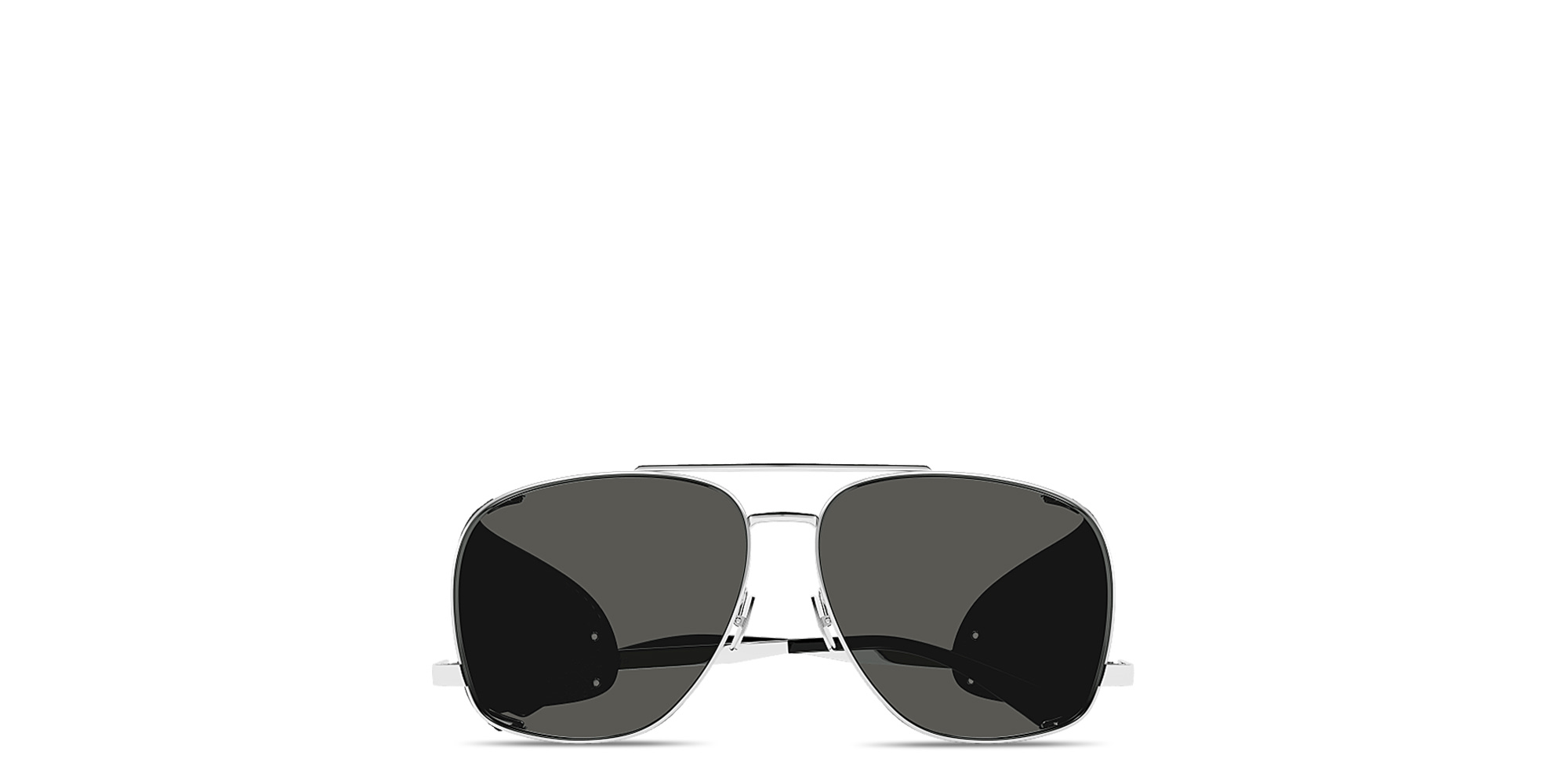 SAINT LAURENT Leon Spoiler Aviator Sunglasses in Silver – Product Photo 1