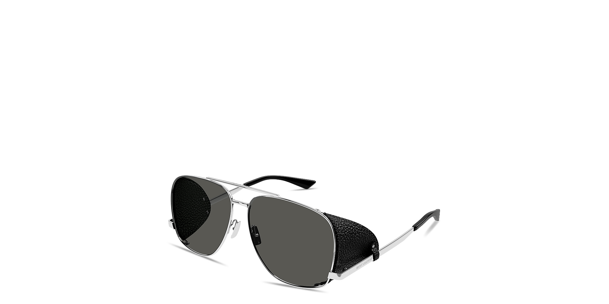 SAINT LAURENT Leon Spoiler Aviator Sunglasses in Silver – Product Photo 2