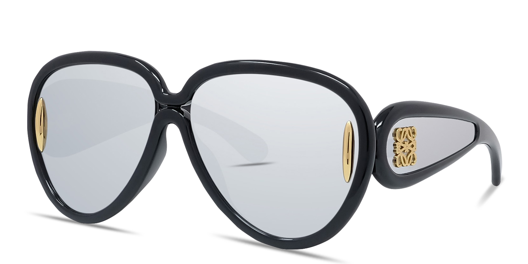Shop LOEWE Anagram Black Pilot Sunglasses in Black online.